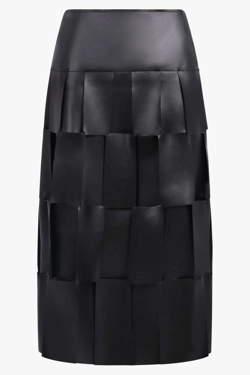 DOUBLE-LAYERED RECTANGLE MIDI SKIRT | BLACK - 1