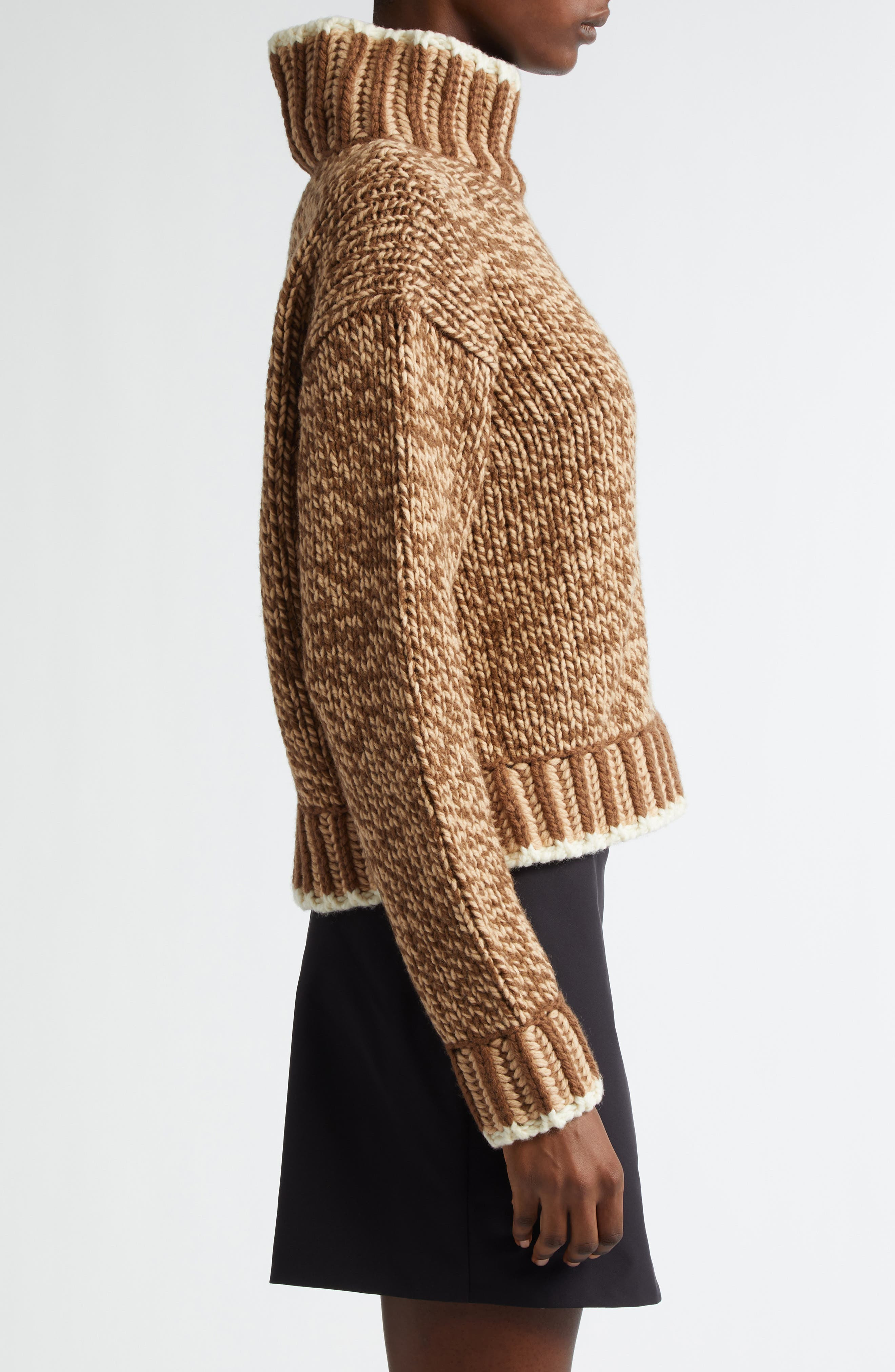 Moncler Marled Virgin Wool Blend Turtleneck Sweater in Beige at Nordstrom - 4