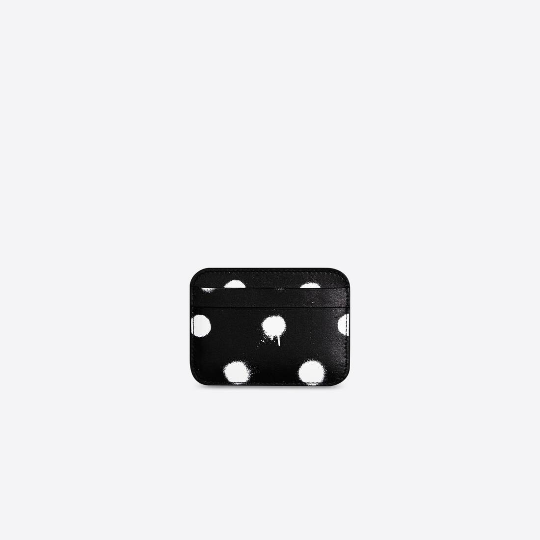 Women's Cash Card Holder In Sprayed Polka Dots Printed Smooth Calfskin  in Black - 2