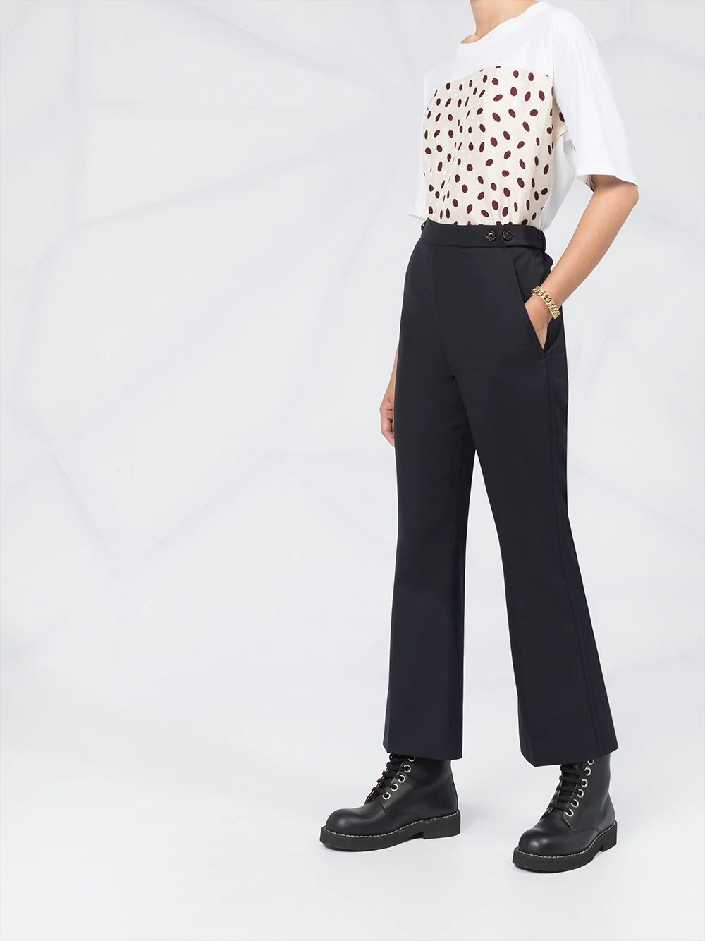 flared cropped trousers - 6