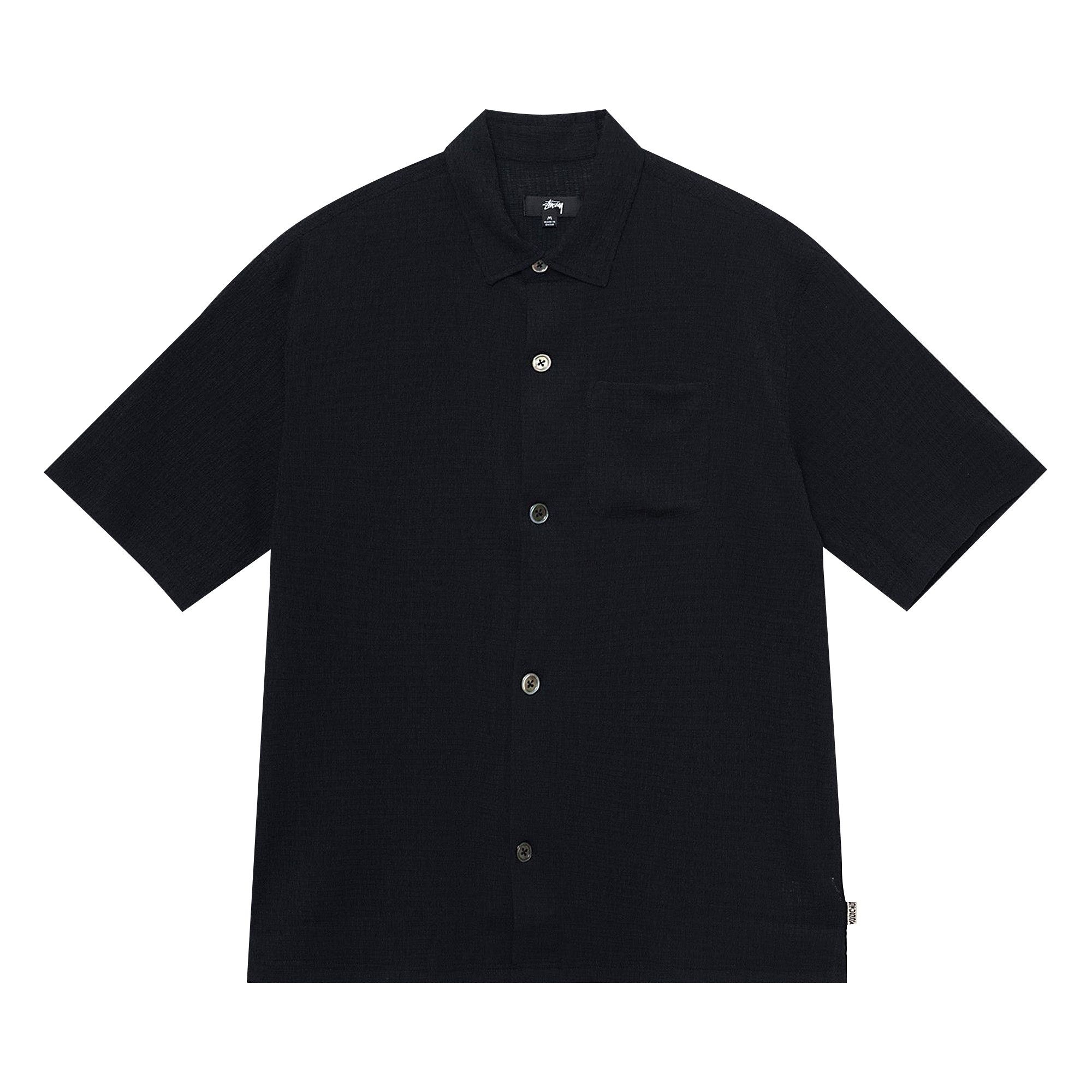 Stussy Boxy Flat Hem Crinkled Shirt 'Black' - 1