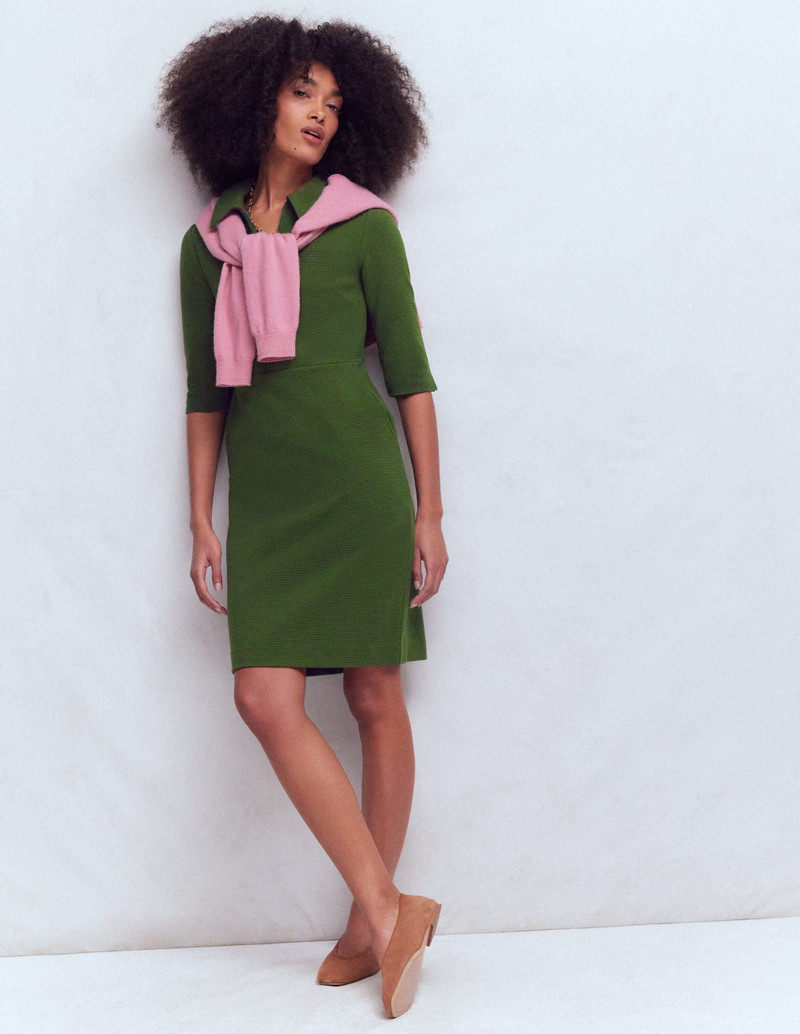 Cam Short Sleeve Ottoman Dress-Green Fir 5