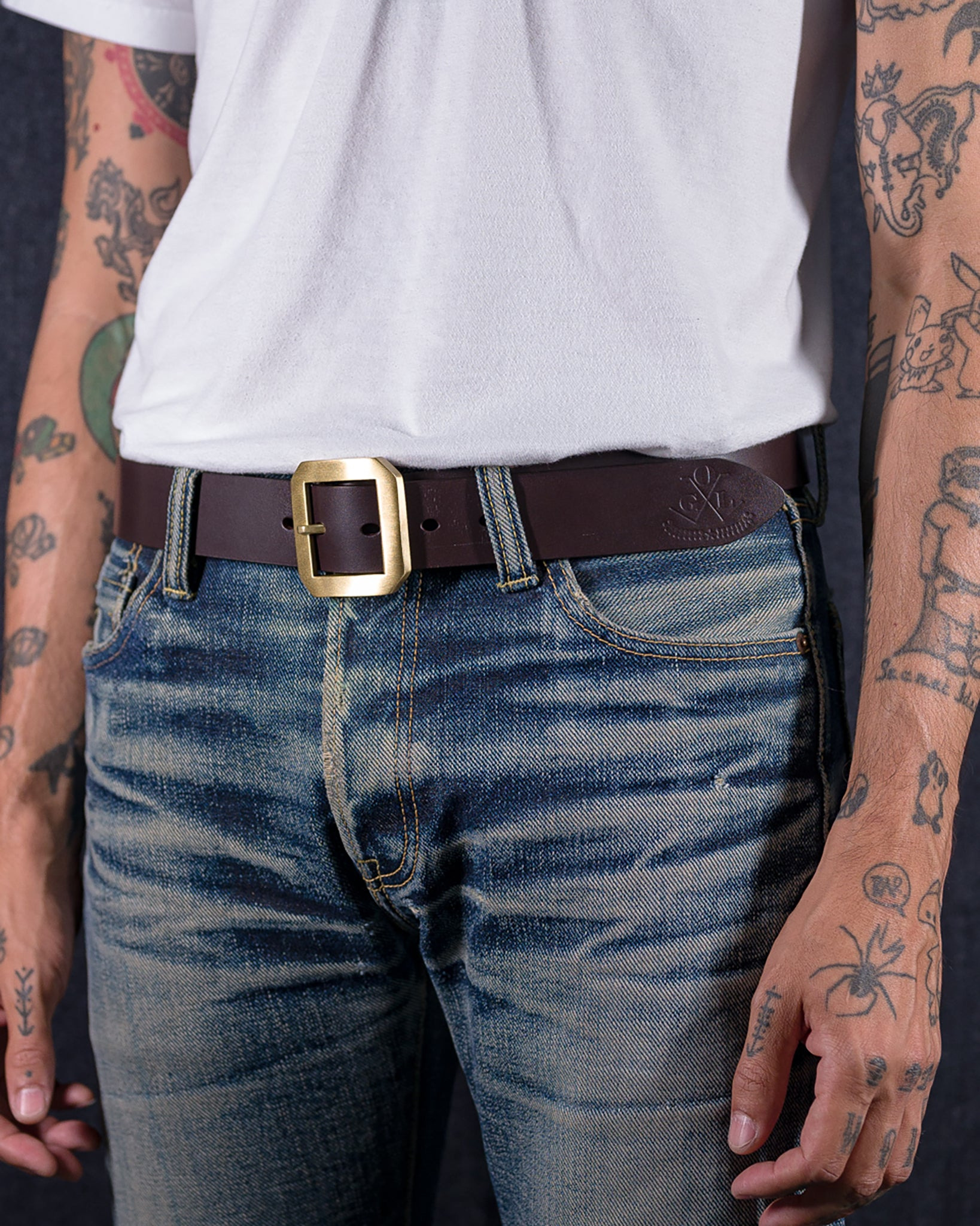 OGL-BELT-FULL-SPGAR-BRN OGL Single Prong Garrison Buckle Leather Belt  - Brown - 2