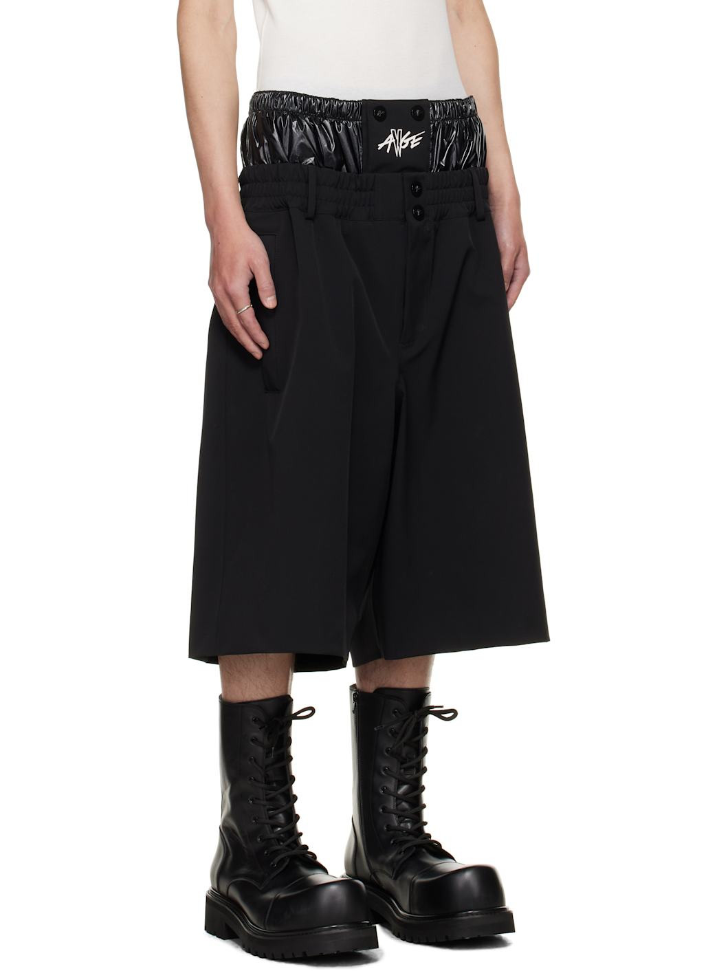 Moncler x A$AP Rocky Black Logo Patch Shorts - 2