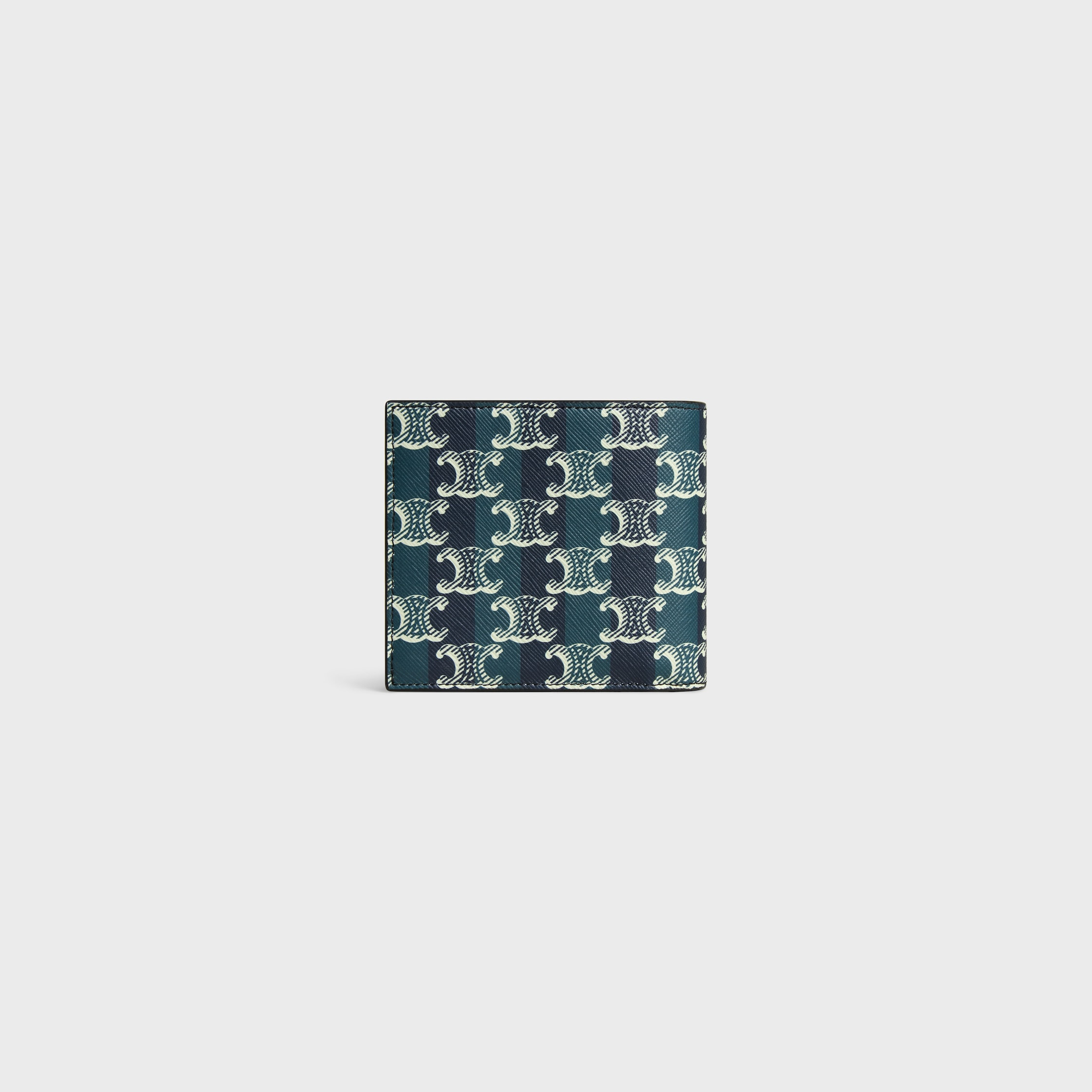 Bi-fold Wallet IN Striped Triomphe Canvas and Calfskin - 3