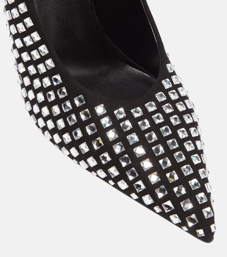 Crystal-embellished suede pumps - 6