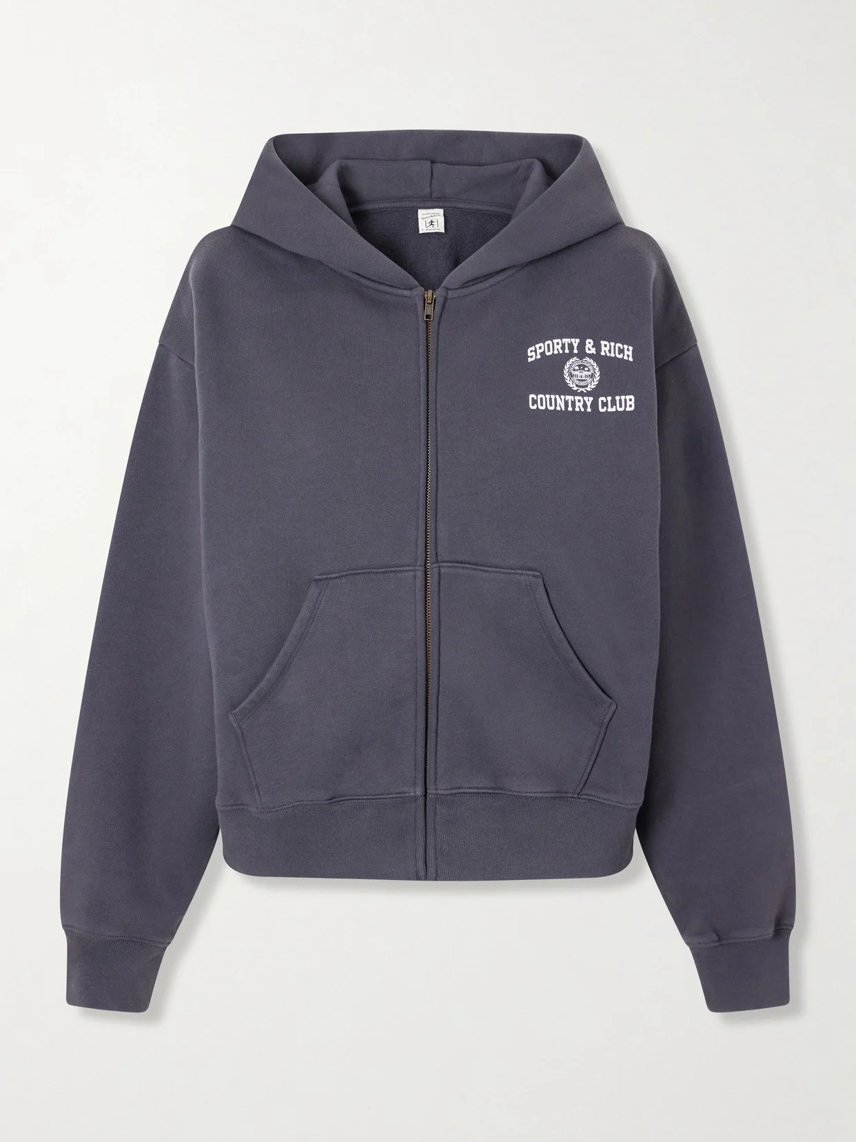 Logo-print Garment-dyed Cotton-jersey Zip-up Hoodie - 1