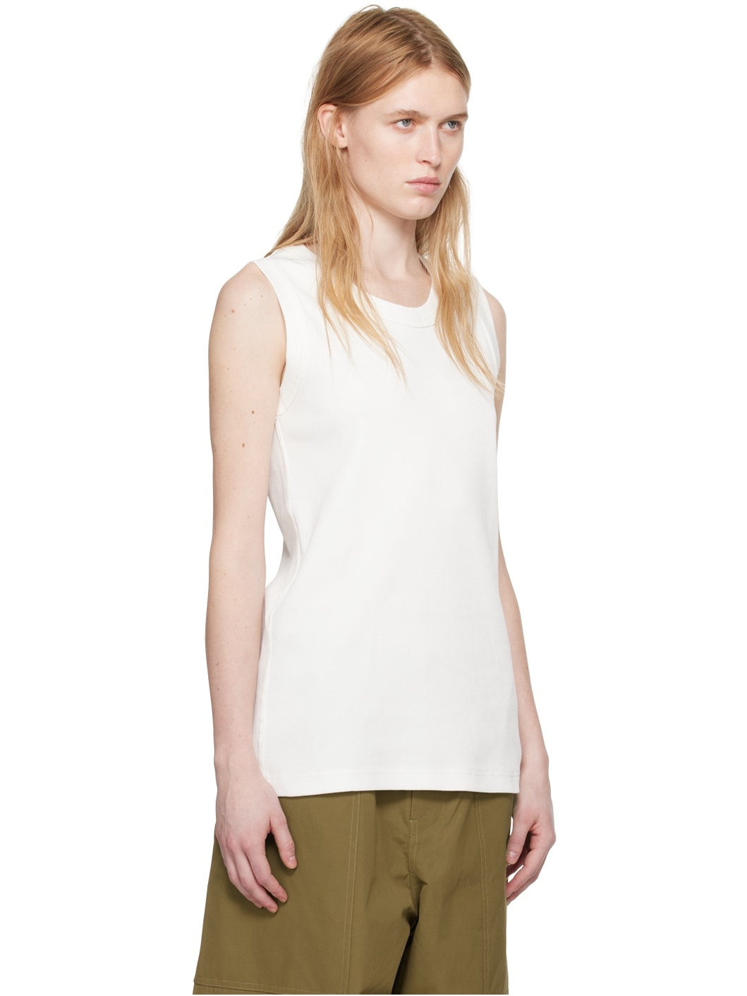 White Ribbed Tank Top - 2