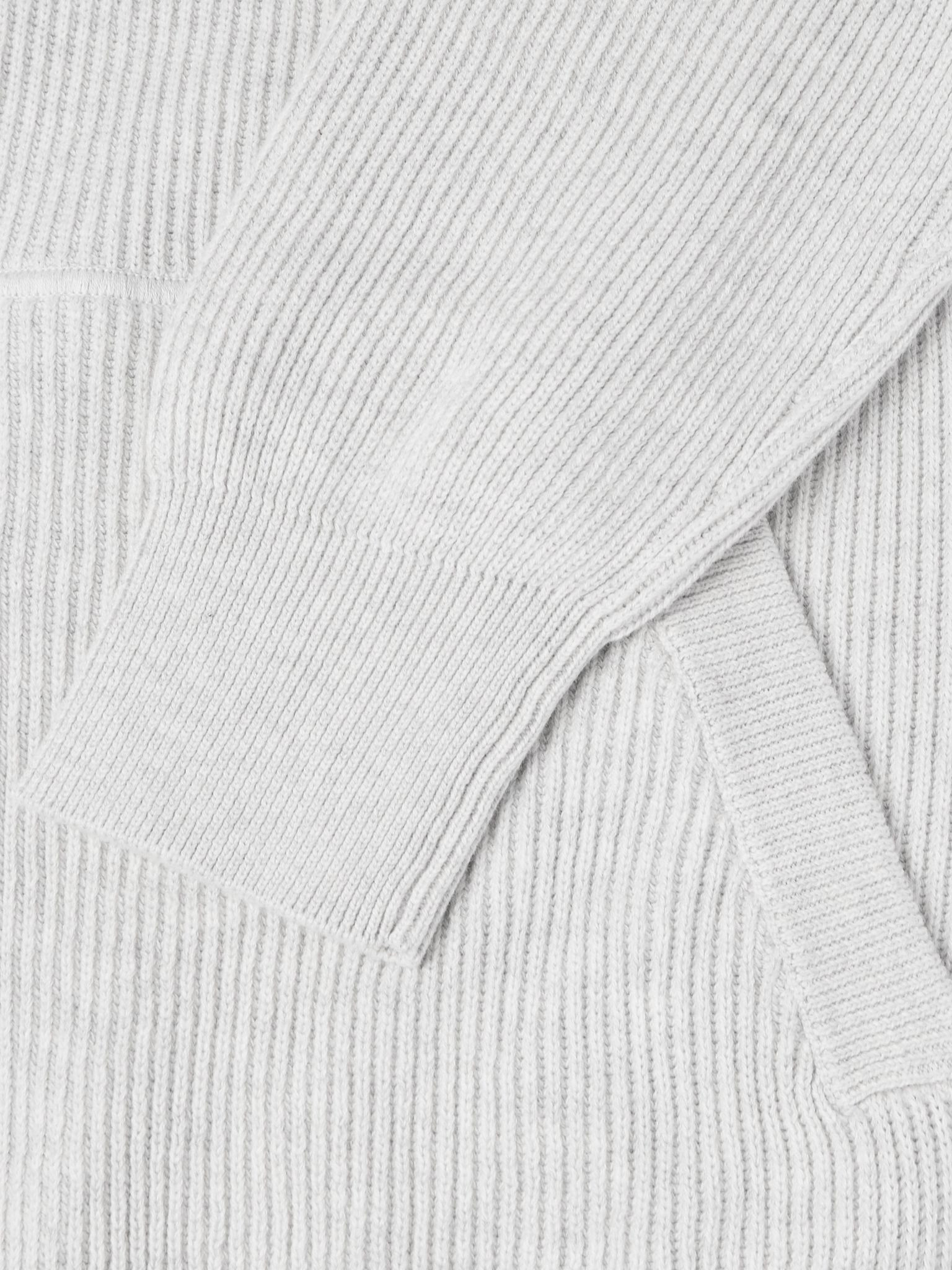Logo-Embroidered Ribbed Cotton Zip-Up Hoodie Gray - 6