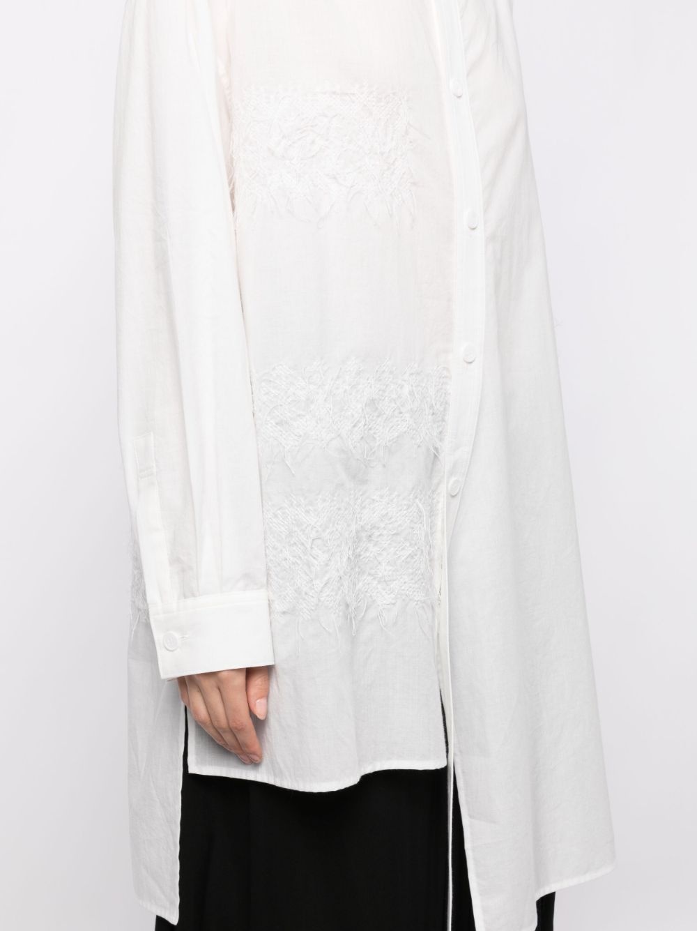 asymmetric lace-trim shirt - 5