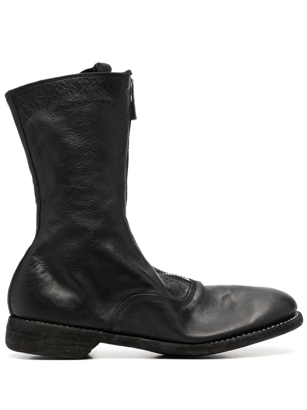 round-toe leather boots - 1
