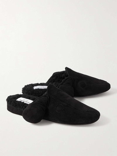 Thom Browne Hector Shearling-Trimmed Suede Slippers outlook