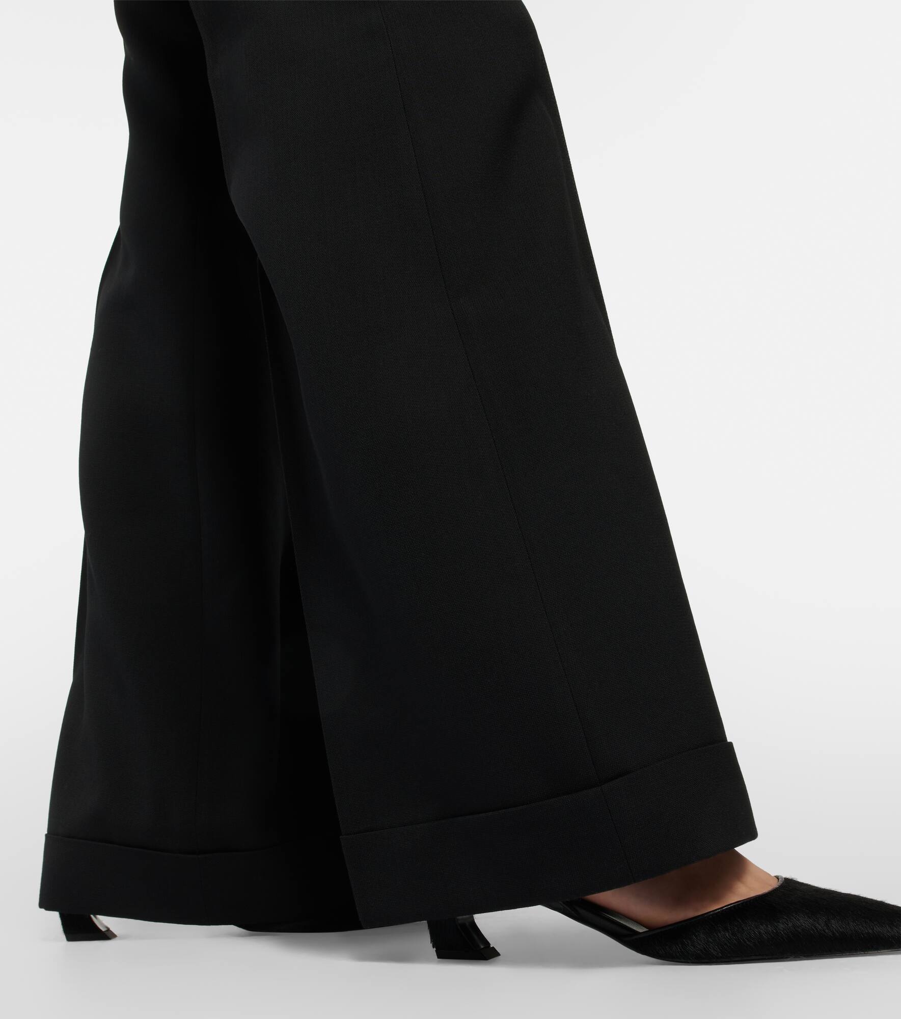 Wide-leg wool-blend pants - 5