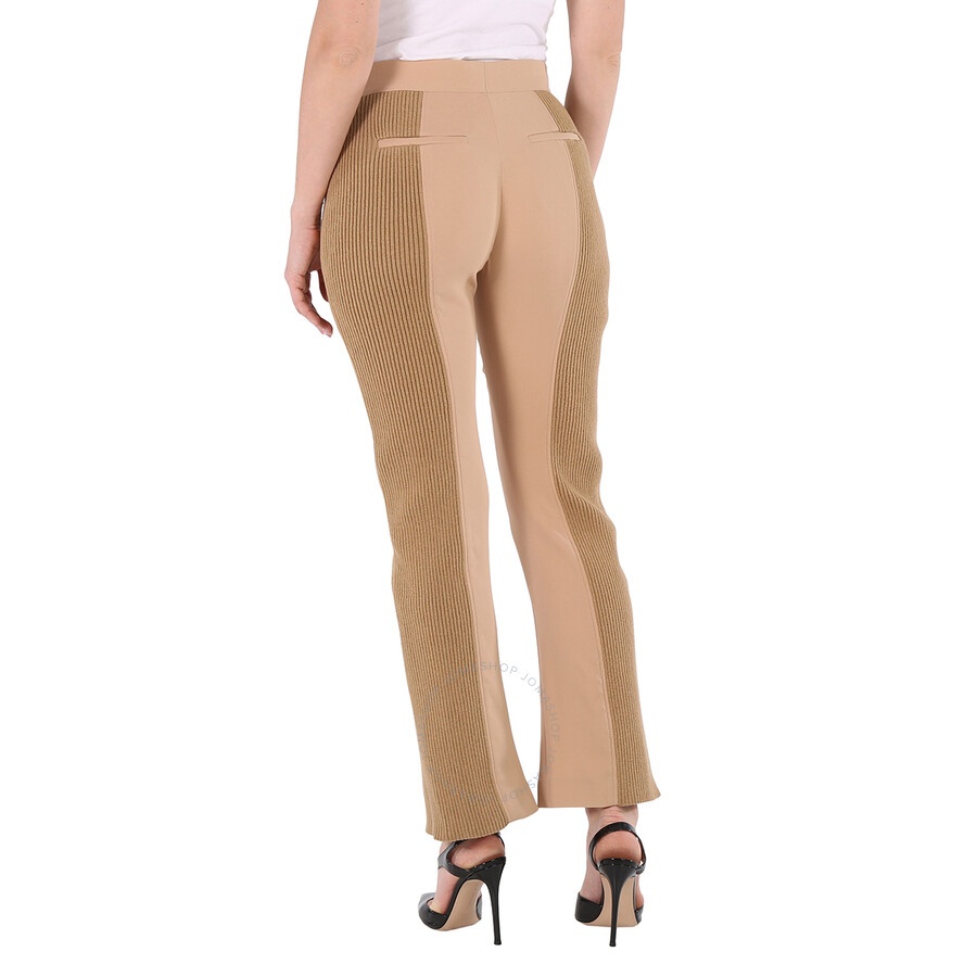 Burberry Ladies Soft Fawn Wide Leg Smart Trousers - 6