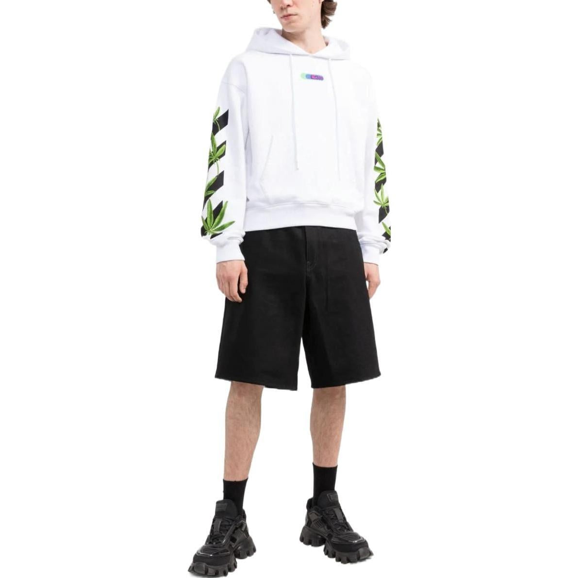 Men's OFF-WHITE Logo Printing Solid Color Long Sleeves White OMBB037S22FLE0100155 - 2