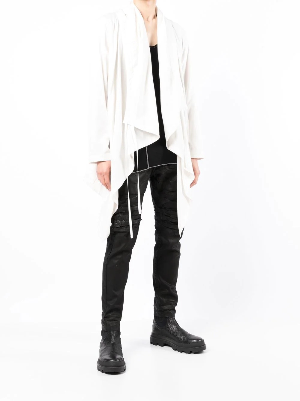 asymmetric-gathered wrap shirt - 2