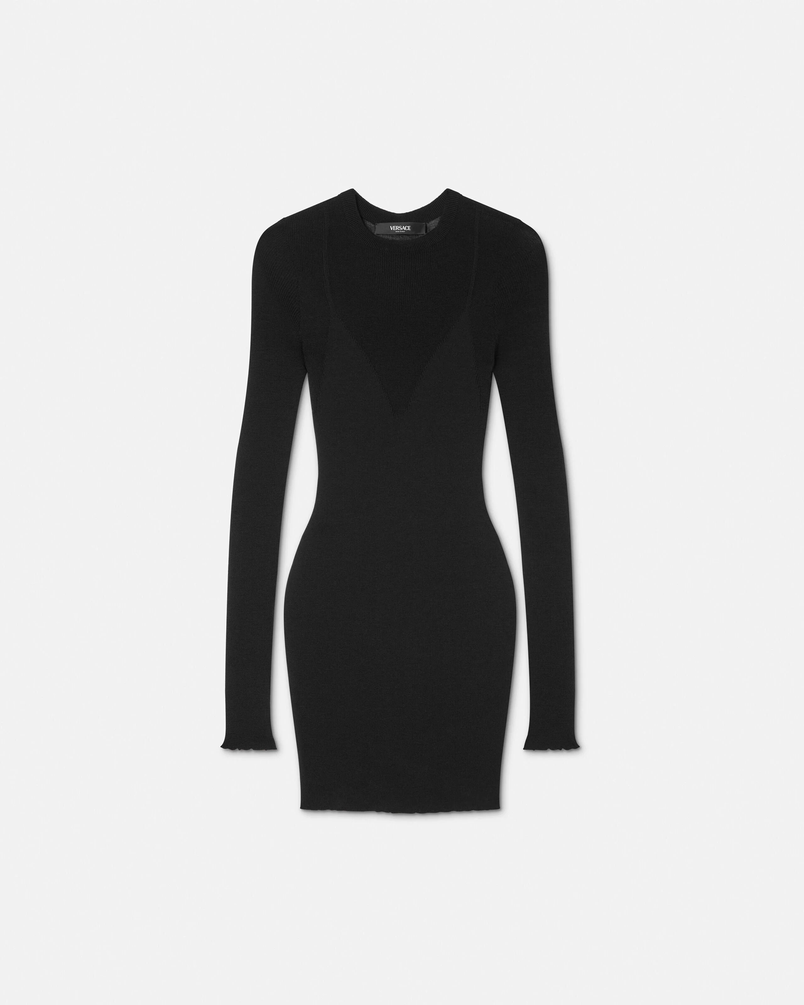 Merino Wool Fitted Knit Mini Dress - 1