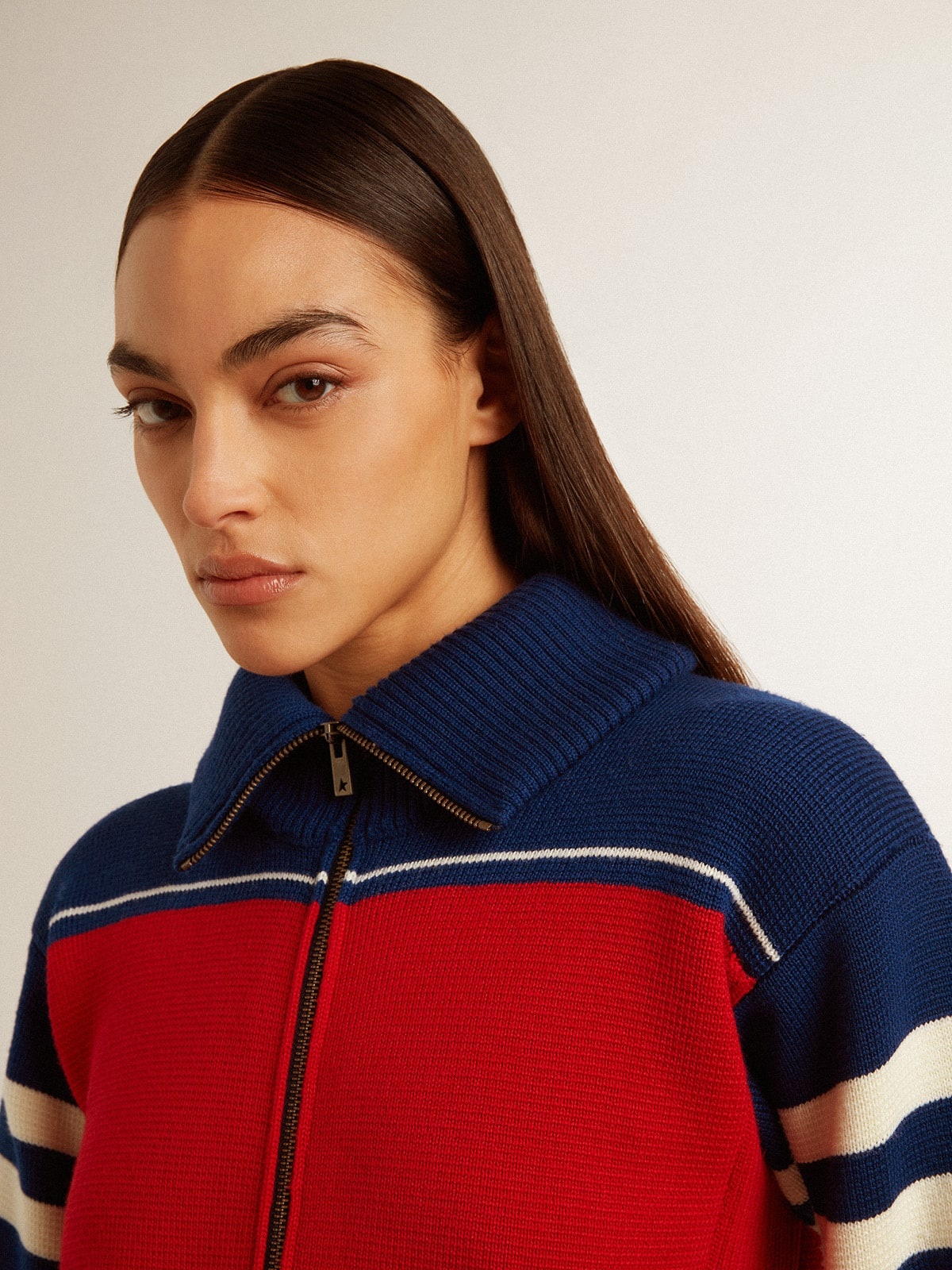 Women’s multicolor striped wool cropped sweatshirt - 6