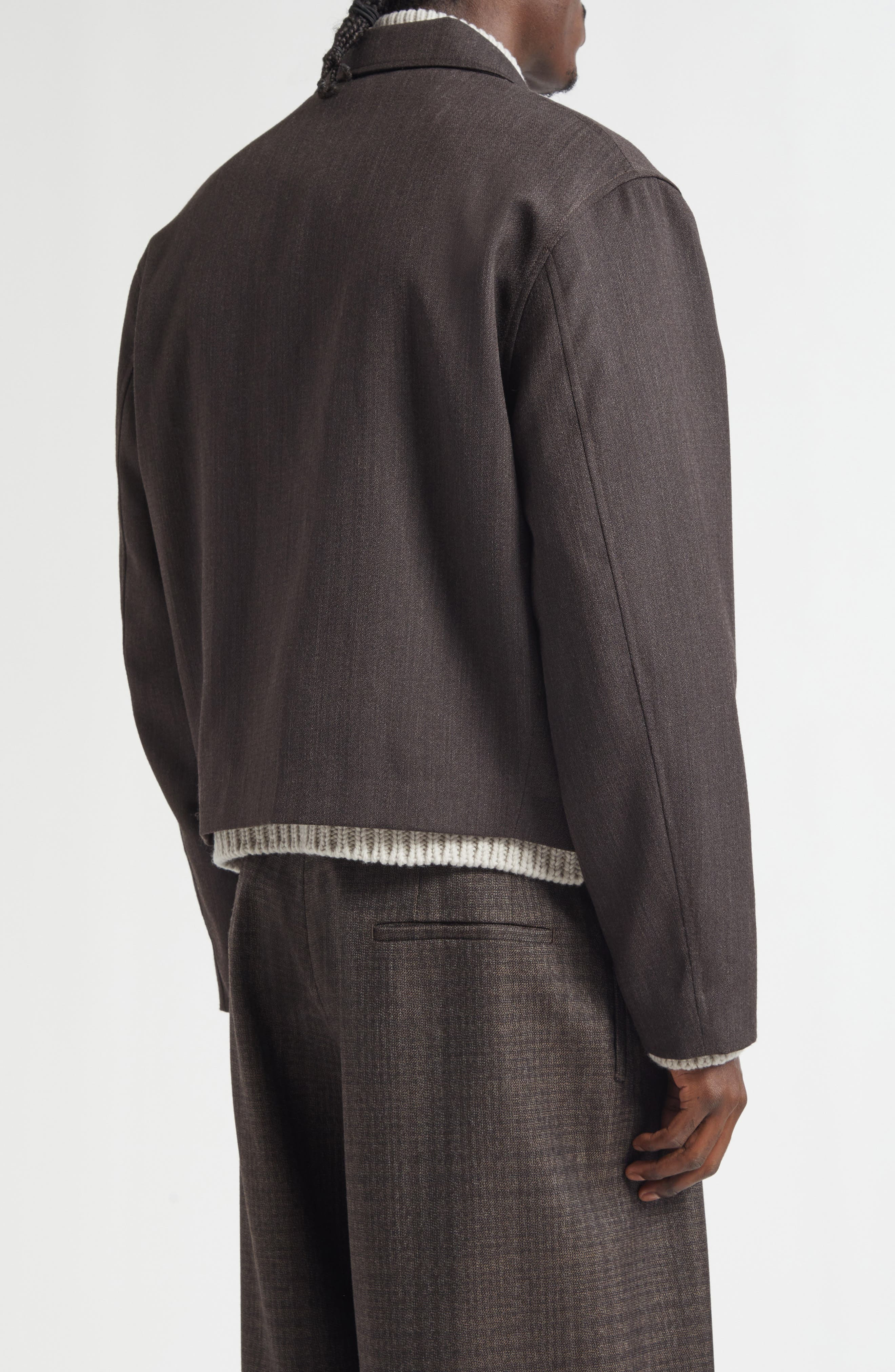 OUR LEGACY Mini Virgin Wool Jacket in Havana Brown Chain Wool at Nordstrom - 3
