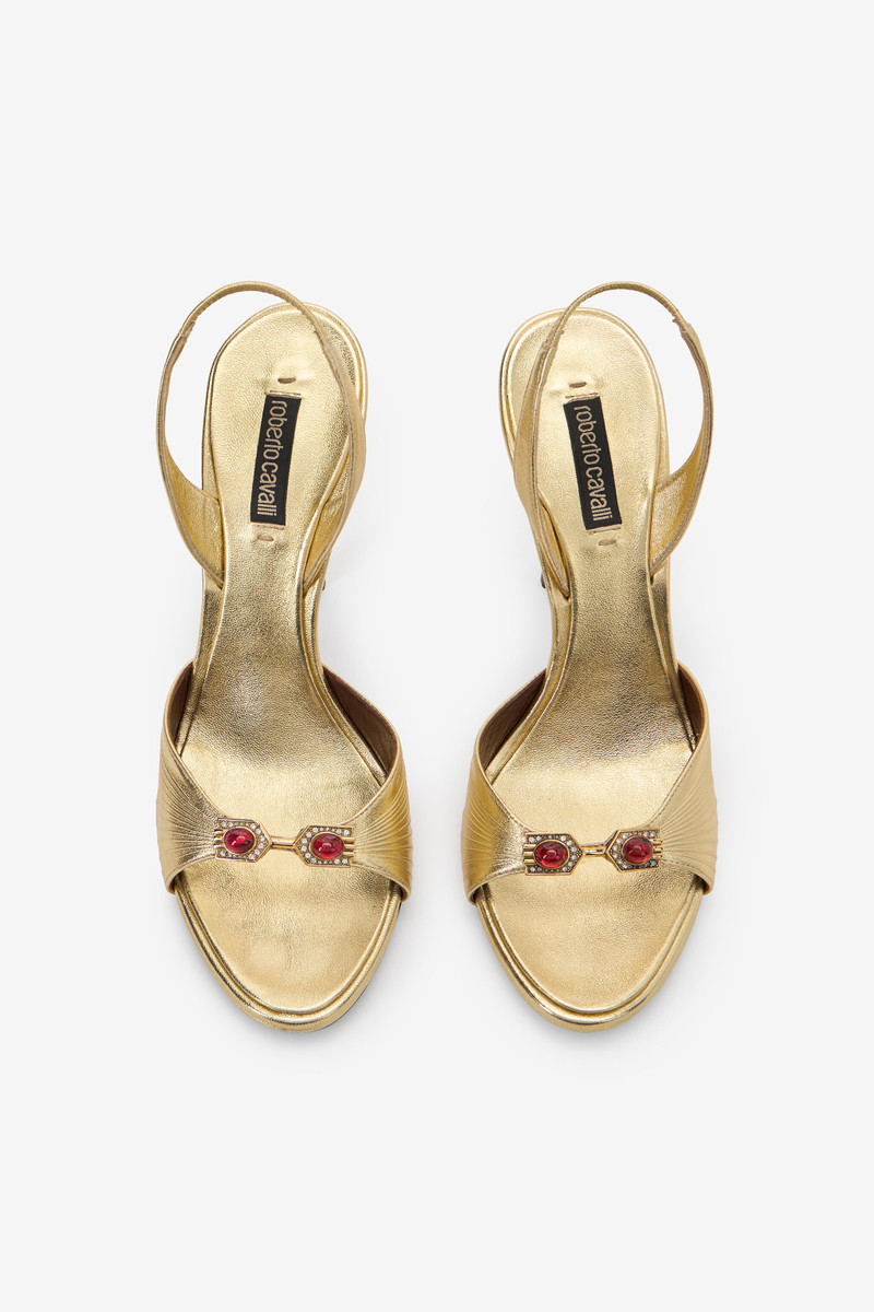 Gold Sandals with Jewel Buckle 6