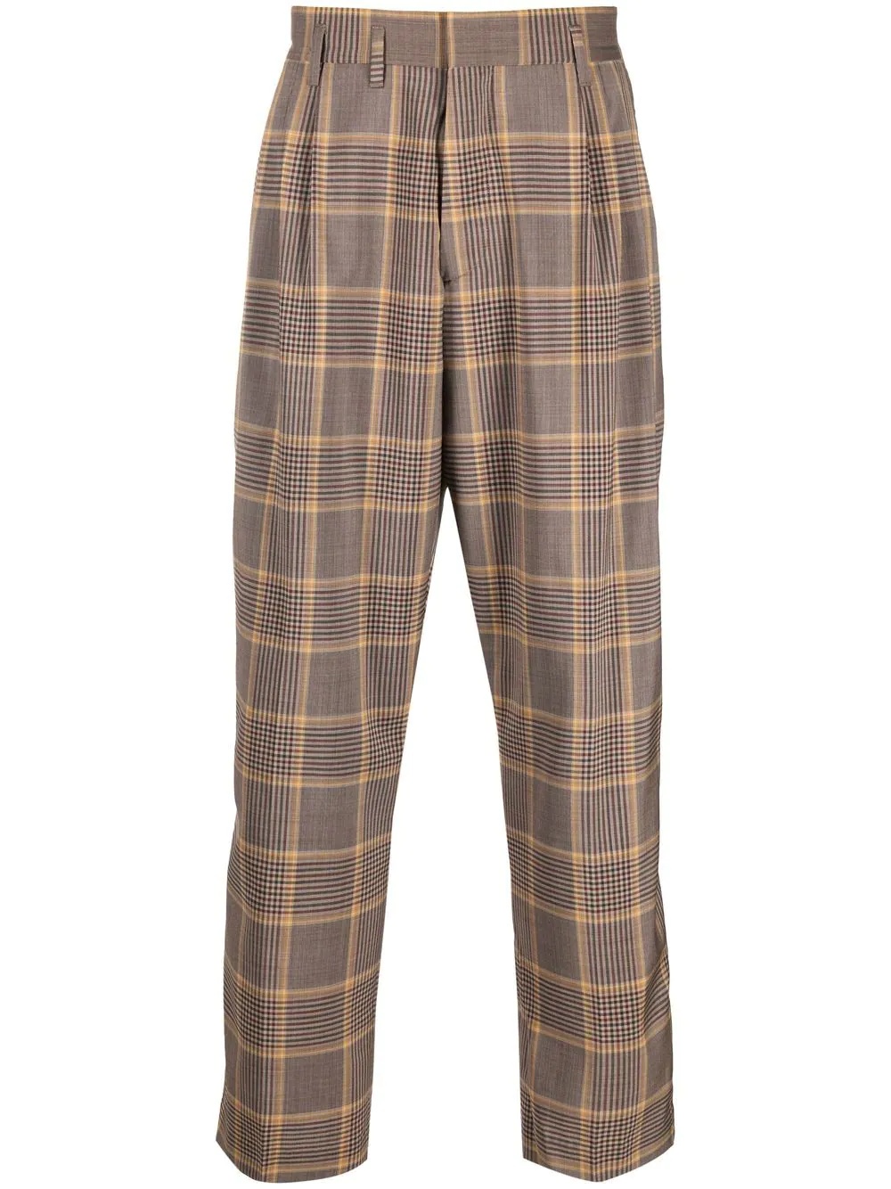 plaid-check pleat-detail trousers - 1