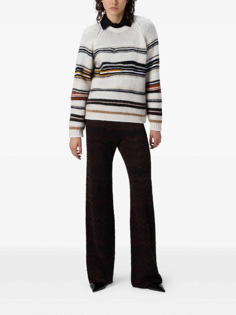 zigzag-pattern flared trousers - 2