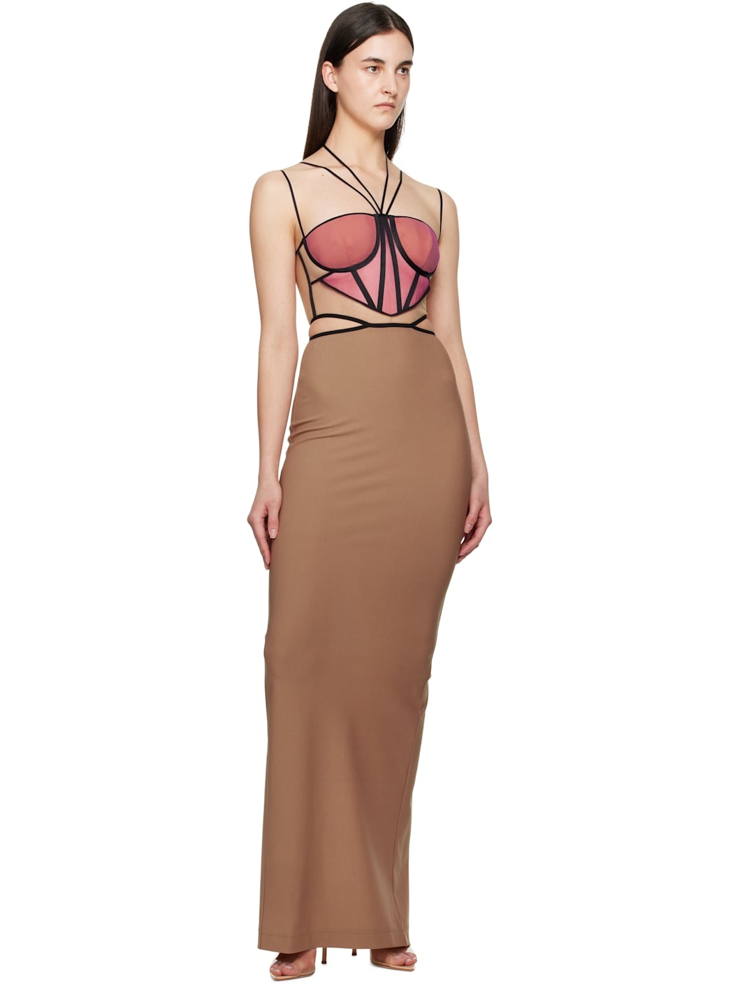 Tan & Pink Leila Signature Corset Maxi Dress - 4