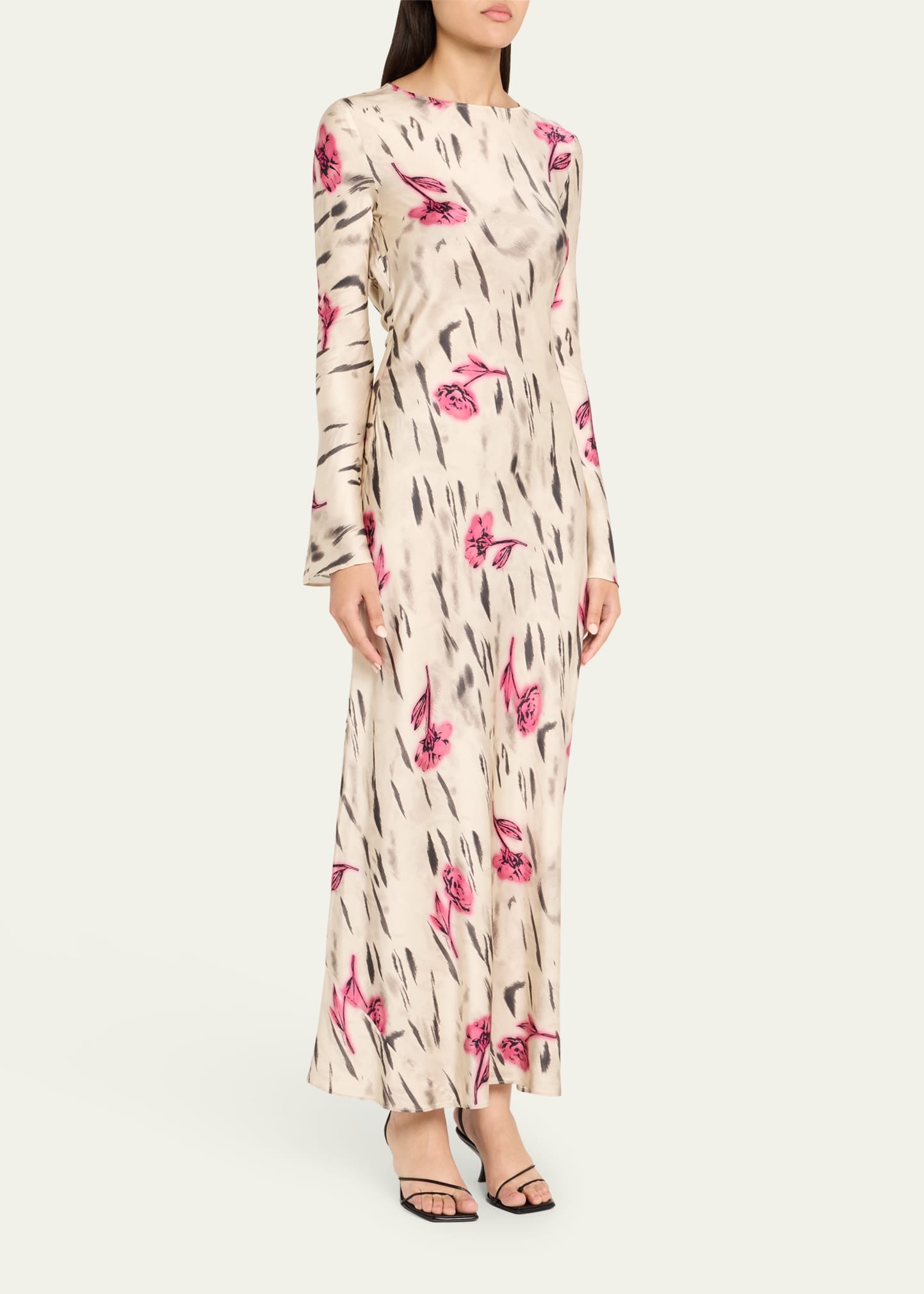 Open-Back Stretch Satin Maxi Dress - 4