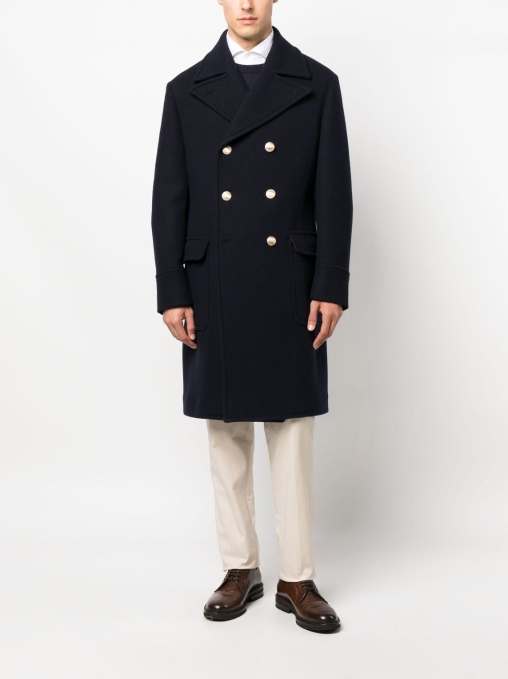button-down double-breasted coat - 2