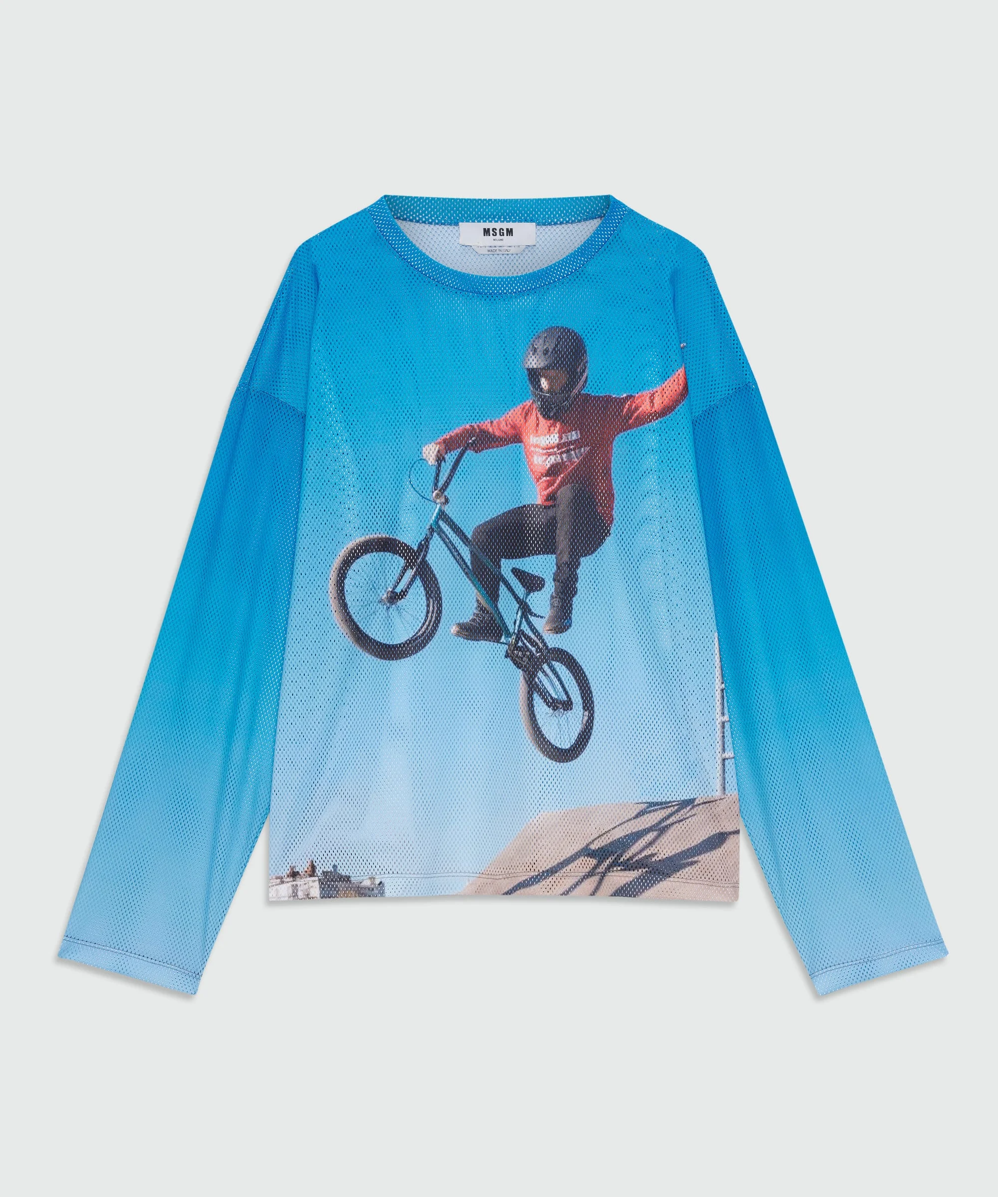 Long-sleeve mesh T-shirt with print - 1