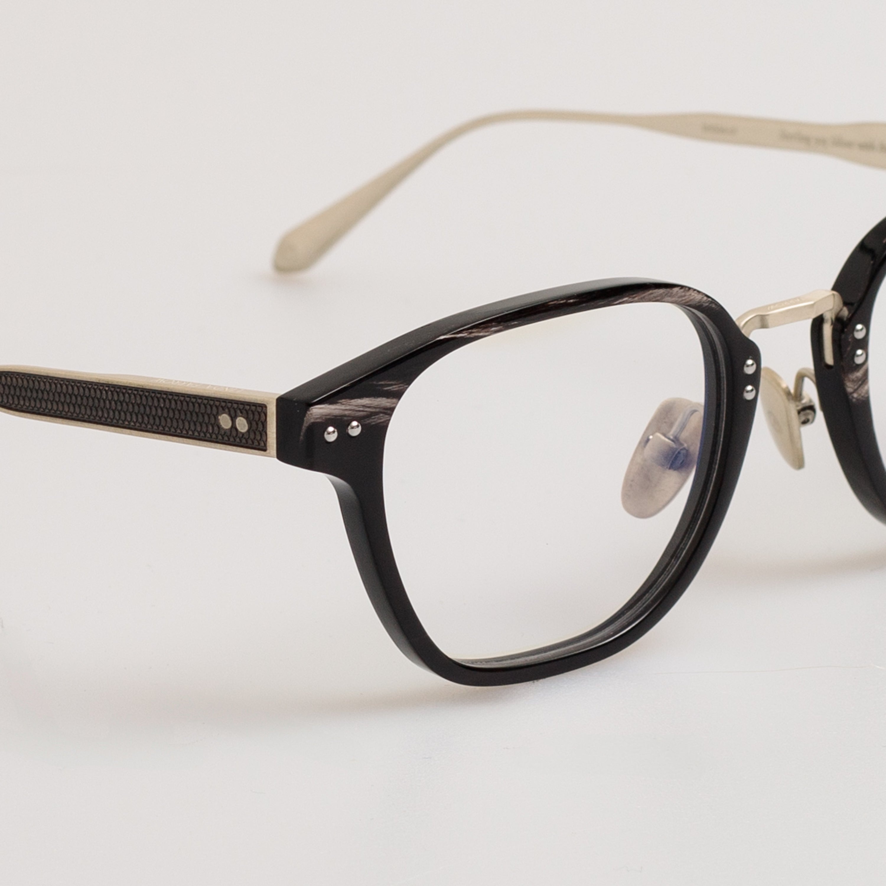 Jeffrey Optical Frame in Black Horn and Silver - 3
