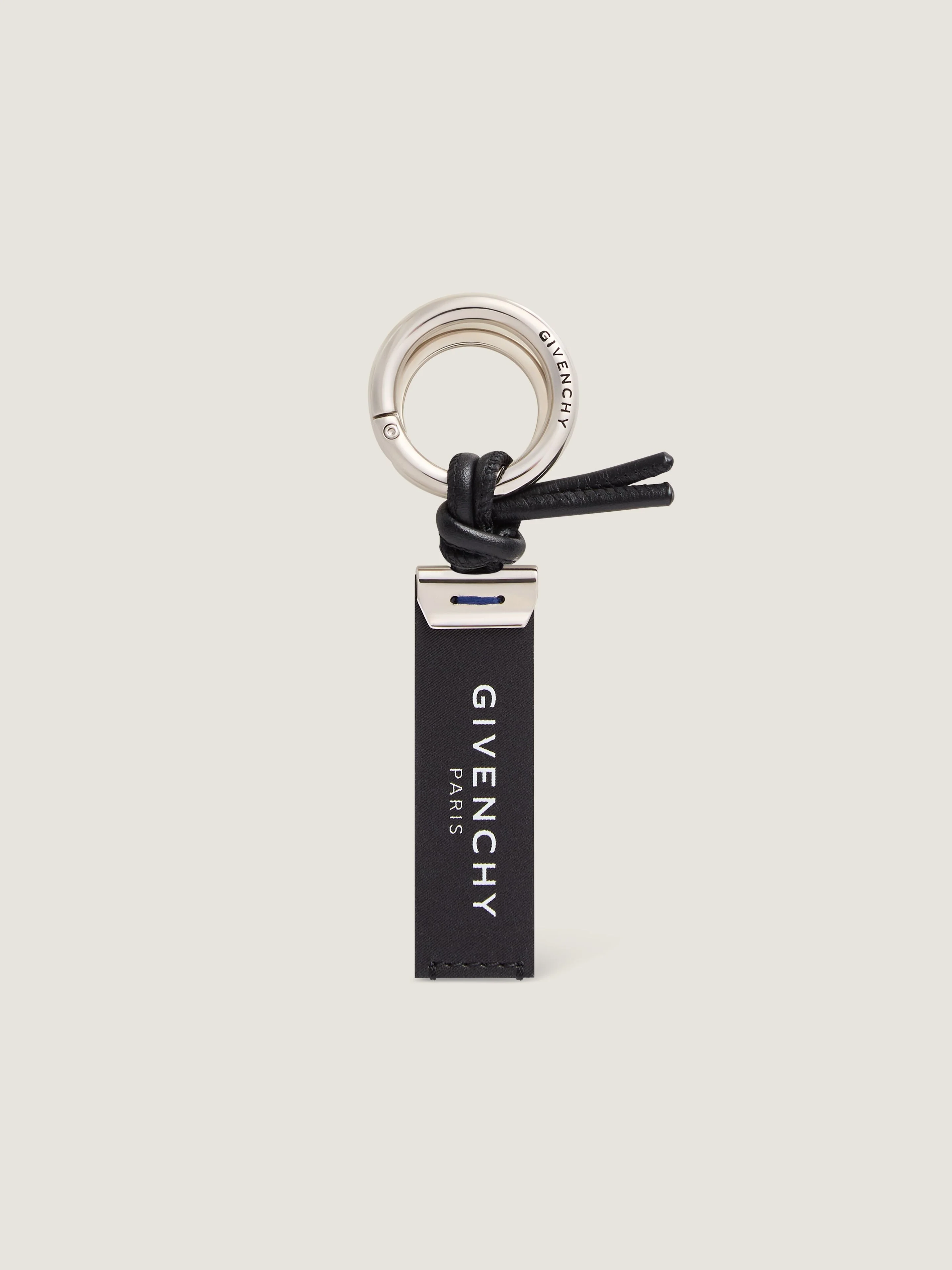 LABEL KEY RING IN JACQUARD EFFECT LEATHER - 1