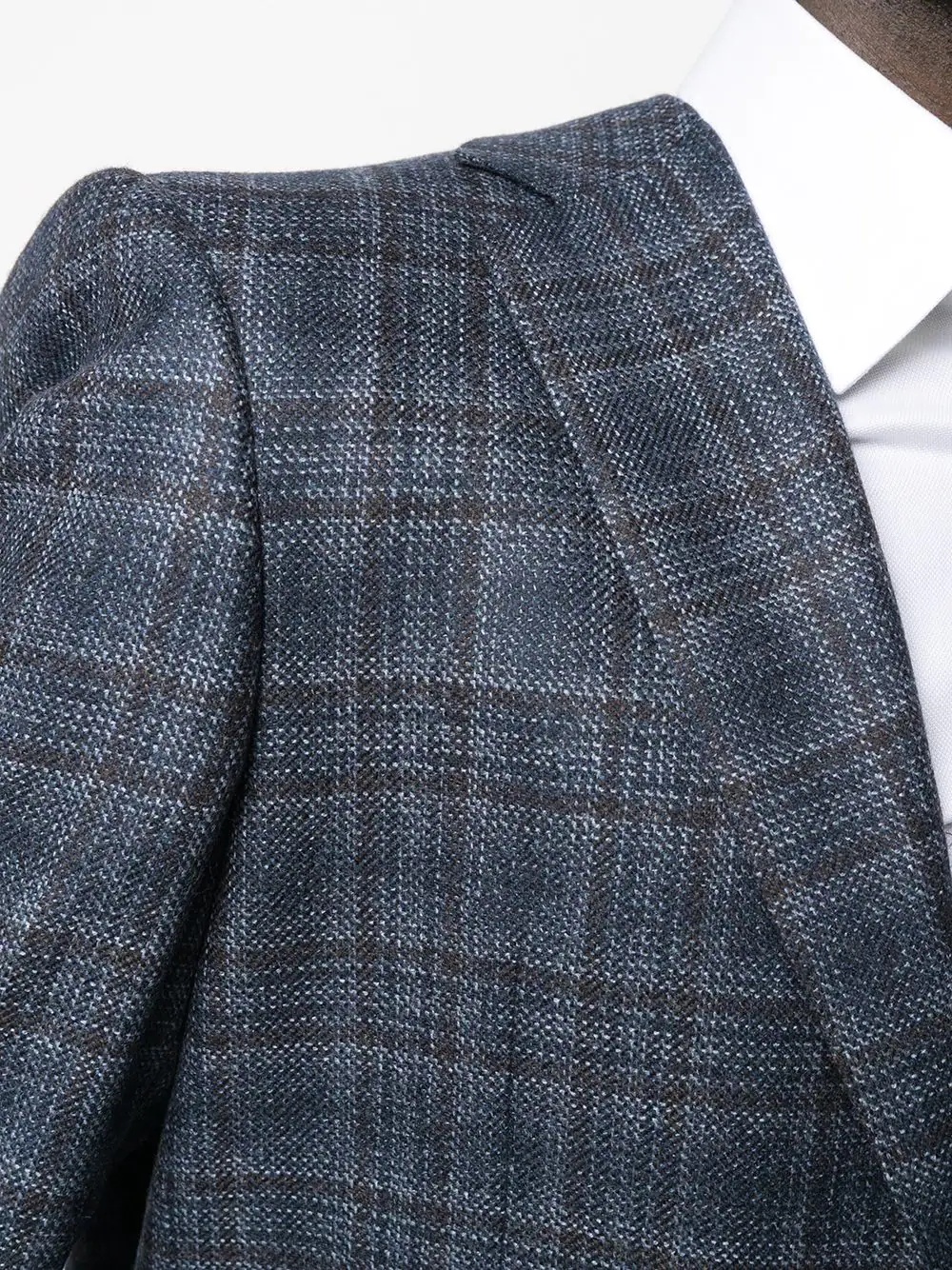 checked wool suit jacket - 5