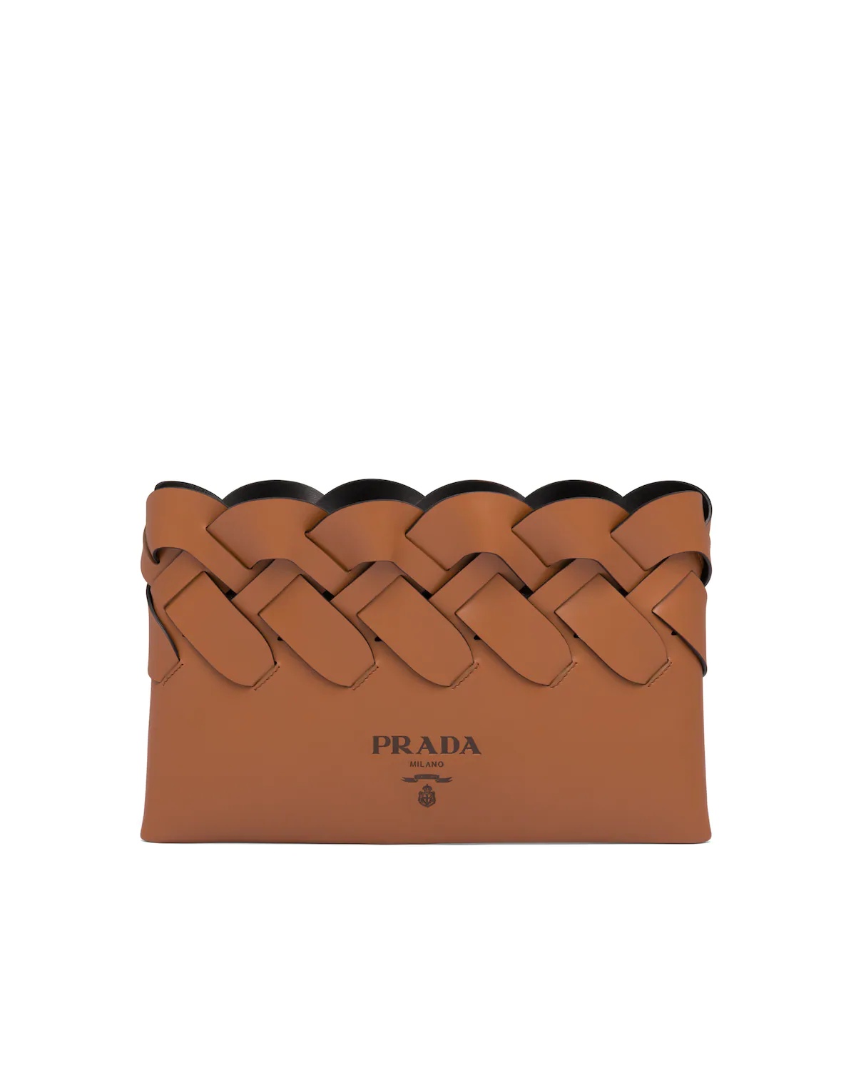 Prada Tress leather clutch with large woven motif - 1