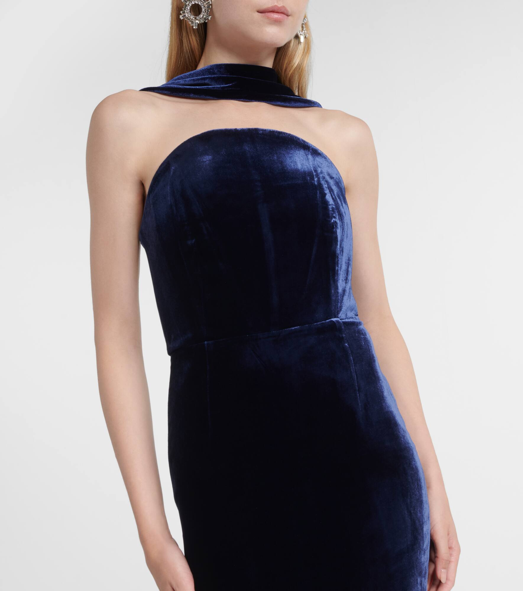 Scarf-detail velvet corset gown - 4