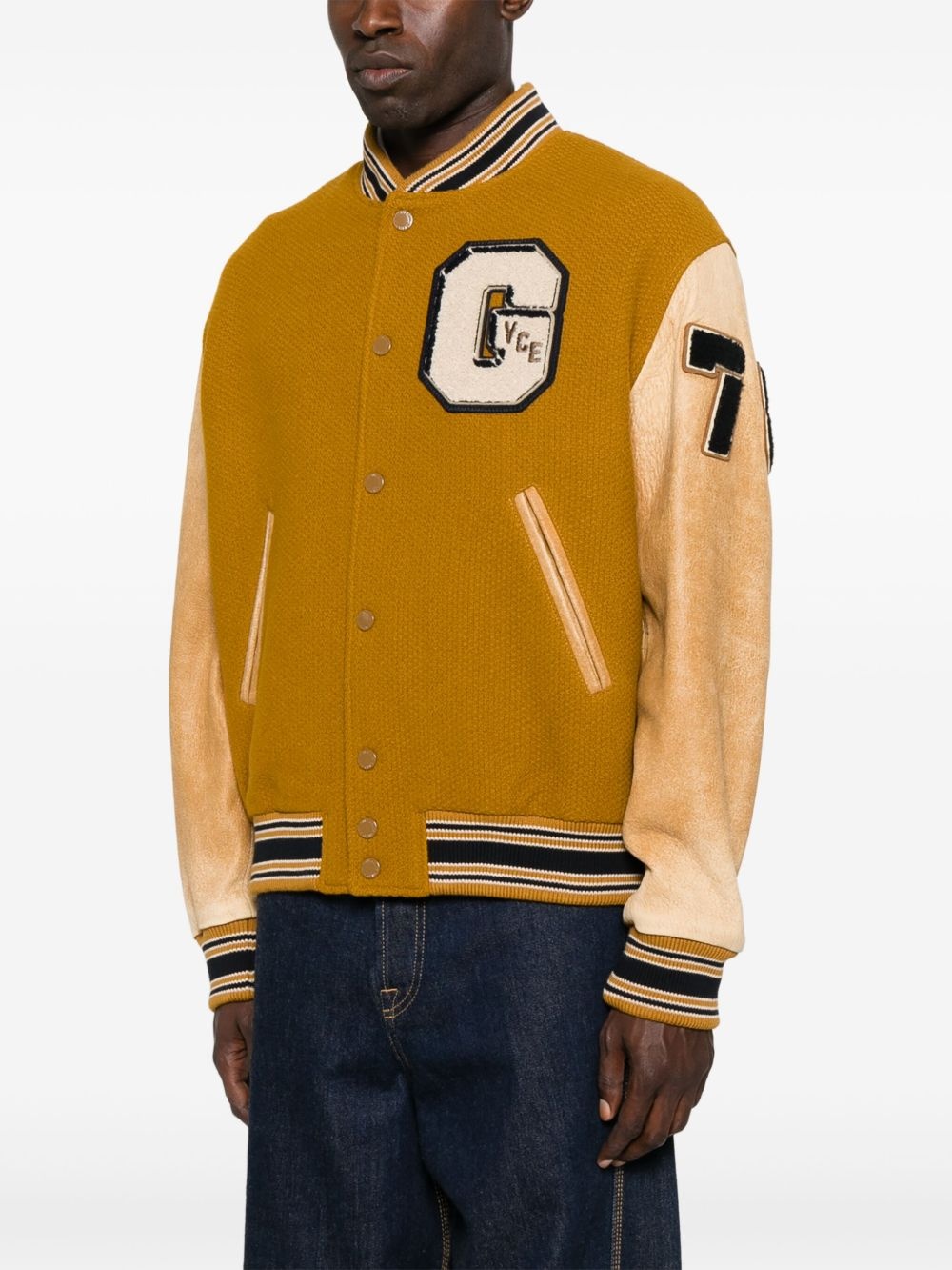 leather-sleeved jacket - 3