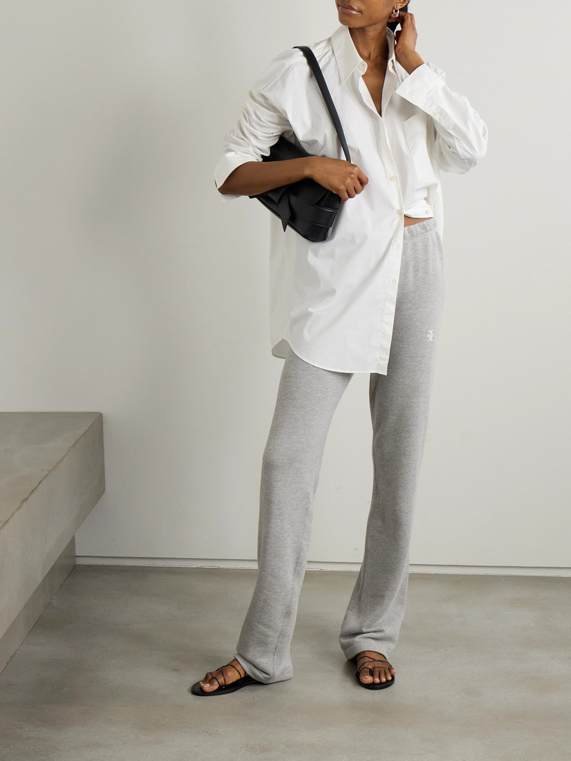 ÉTERNE Embroidered Cotton And Modal-blend Jersey Sweatpants outlook