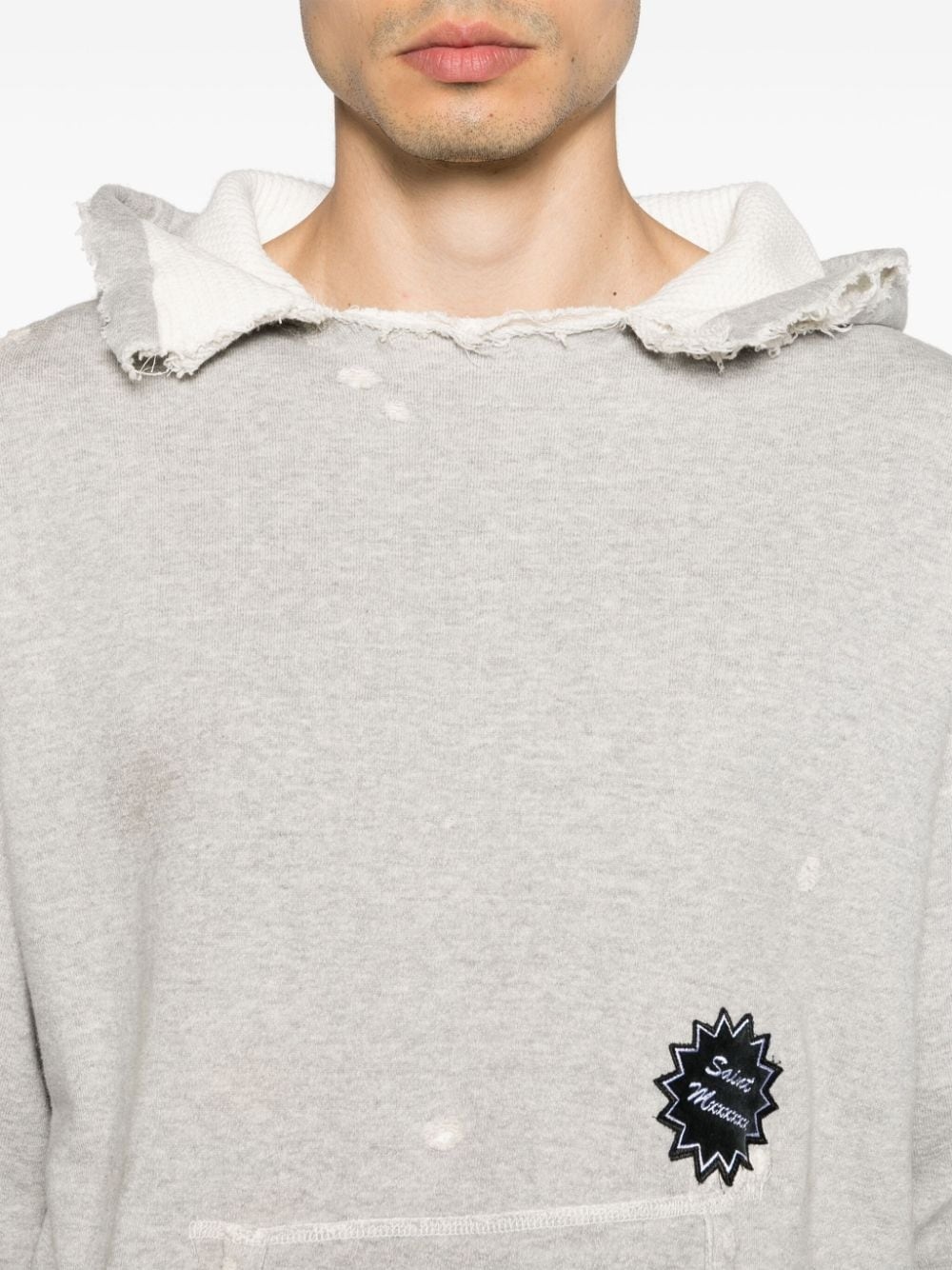 distressed-finish cotton hoodie - 5