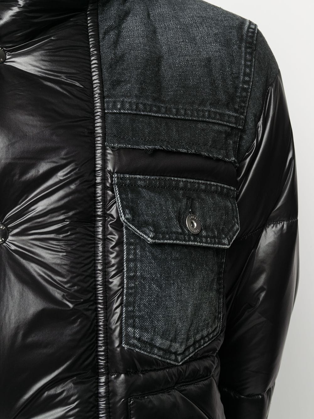 padded jacket with denim detailing - 5