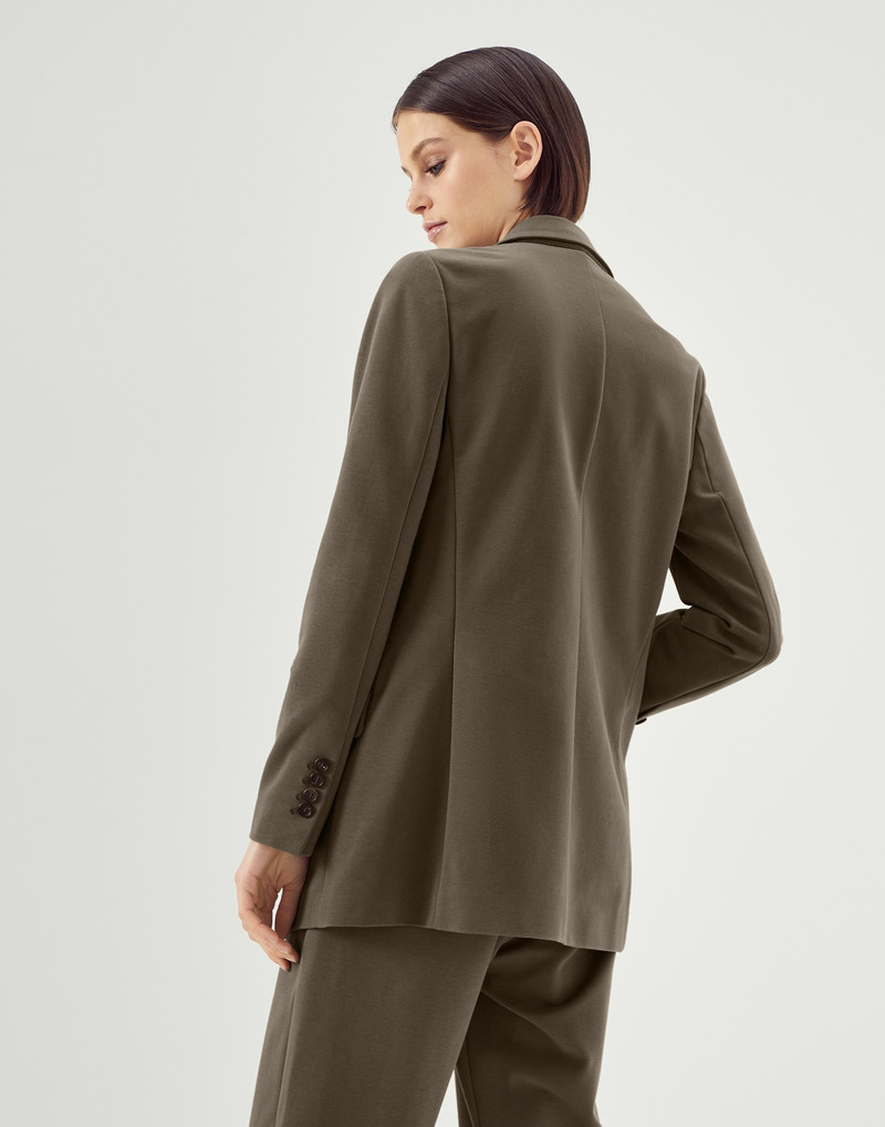 Stretch cotton couture interlock blazer with monili 2
