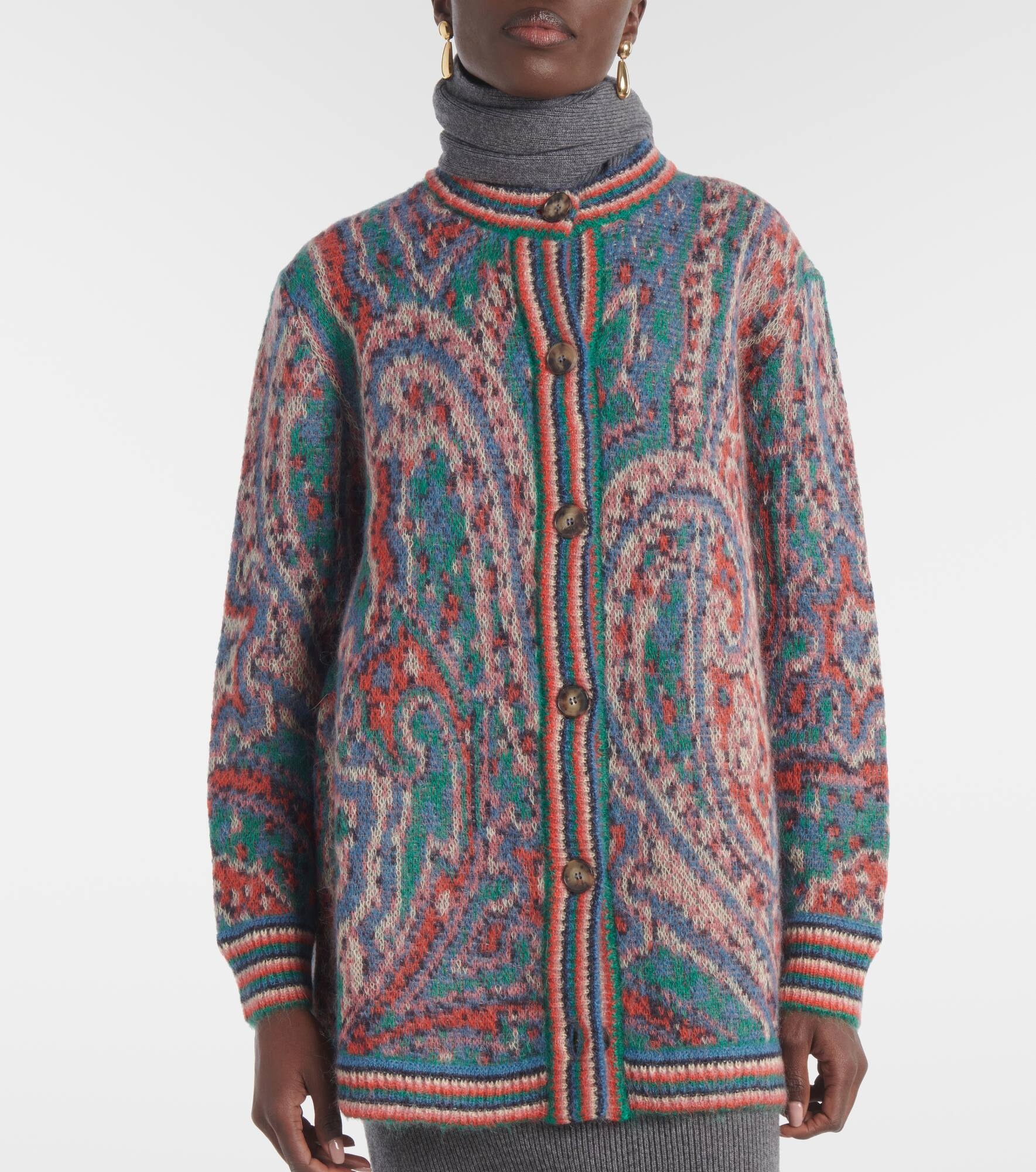 Paisley mohair-blend jacquard cardigan - 5