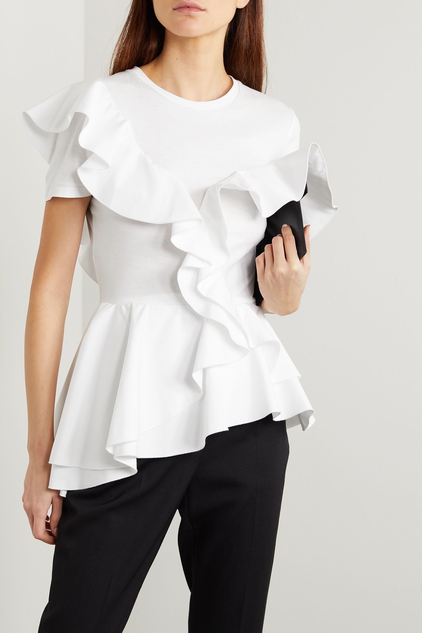 Ruffled cotton-jersey and poplin T-shirt - 3