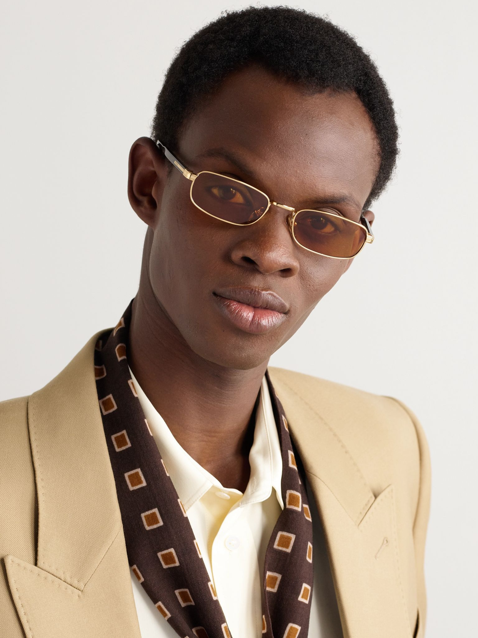 Rectangular-Frame Gold-Tone and Tortoiseshell Acetate Sunglasses Tortoiseshell - 2