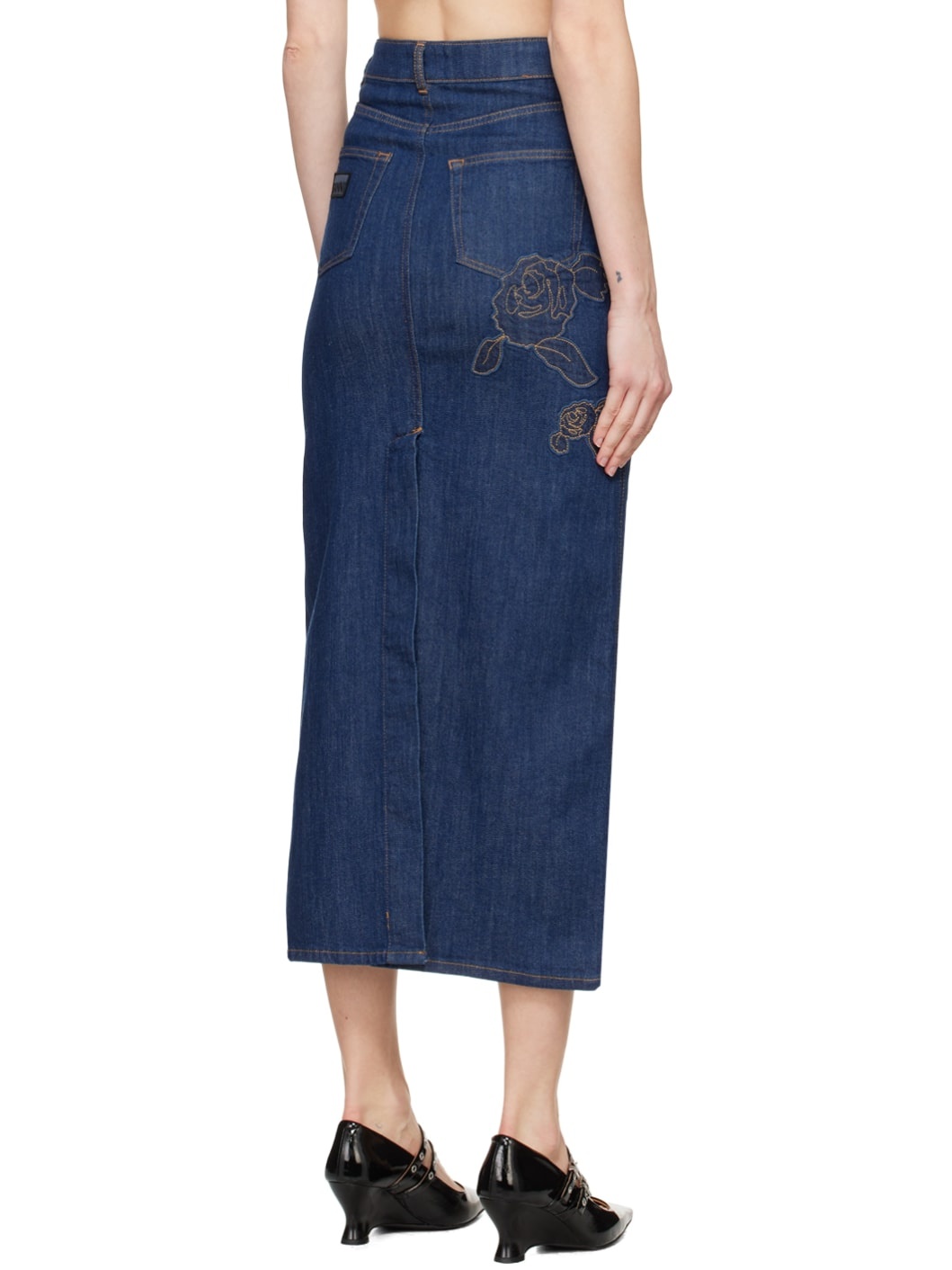 Blue Rose Denim Maxi Skirt - 3