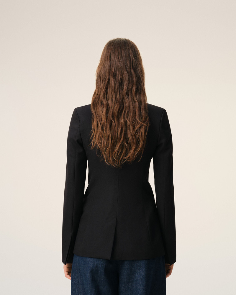BLACK NEW WOOL SINGLE BREASTED FITTED JACKET 5