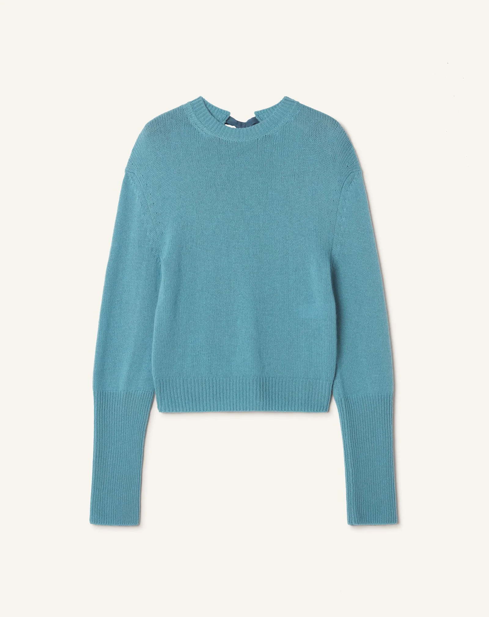 CASHMERE SWEATER WITH GROSGRAIN DETAIL - 1