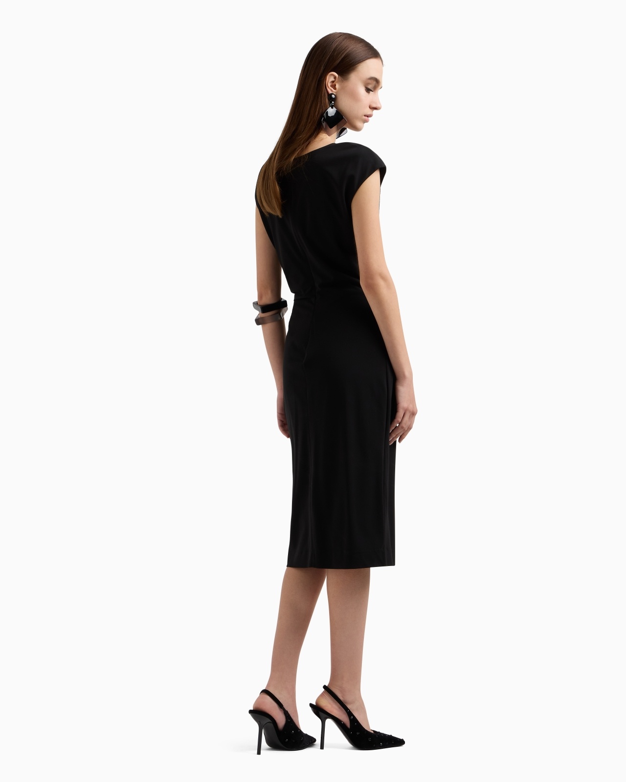 SHORT-SLEEVED DRESS IN MILANO-STITCH FABRIC - 3