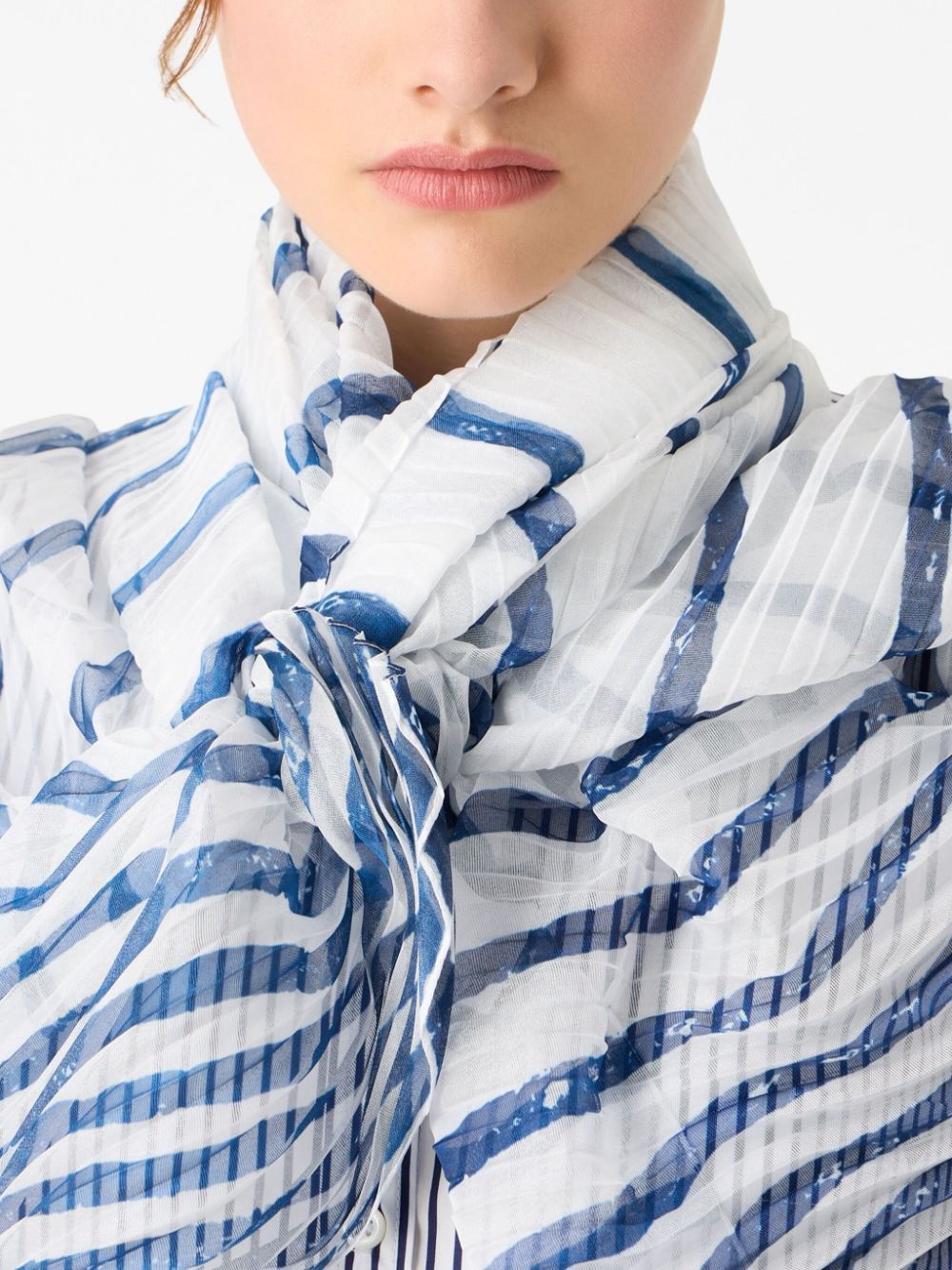 striped sheer-finish scarf - 2
