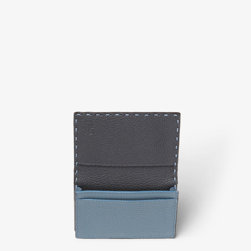 Card Holder Selleria Mercury blue and dark gray Selleria card holder with 102 hand-sewn stitches 3