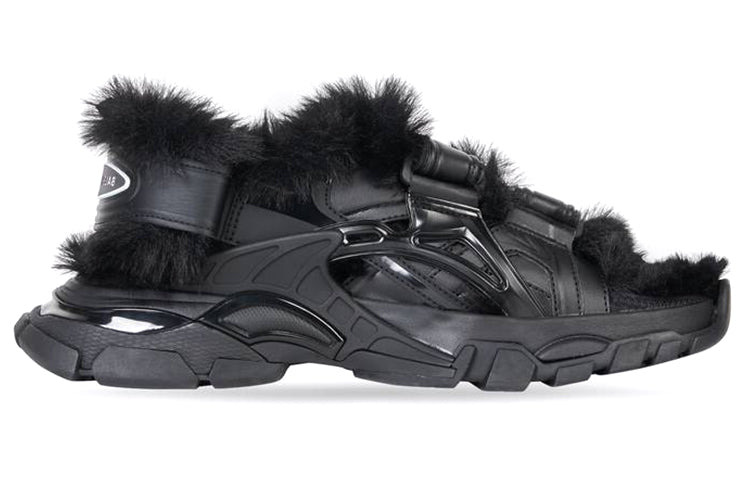 (WMNS) Balenciaga Track Sandals 'Fake Fur Black' 668560W3CQ31000 - 2